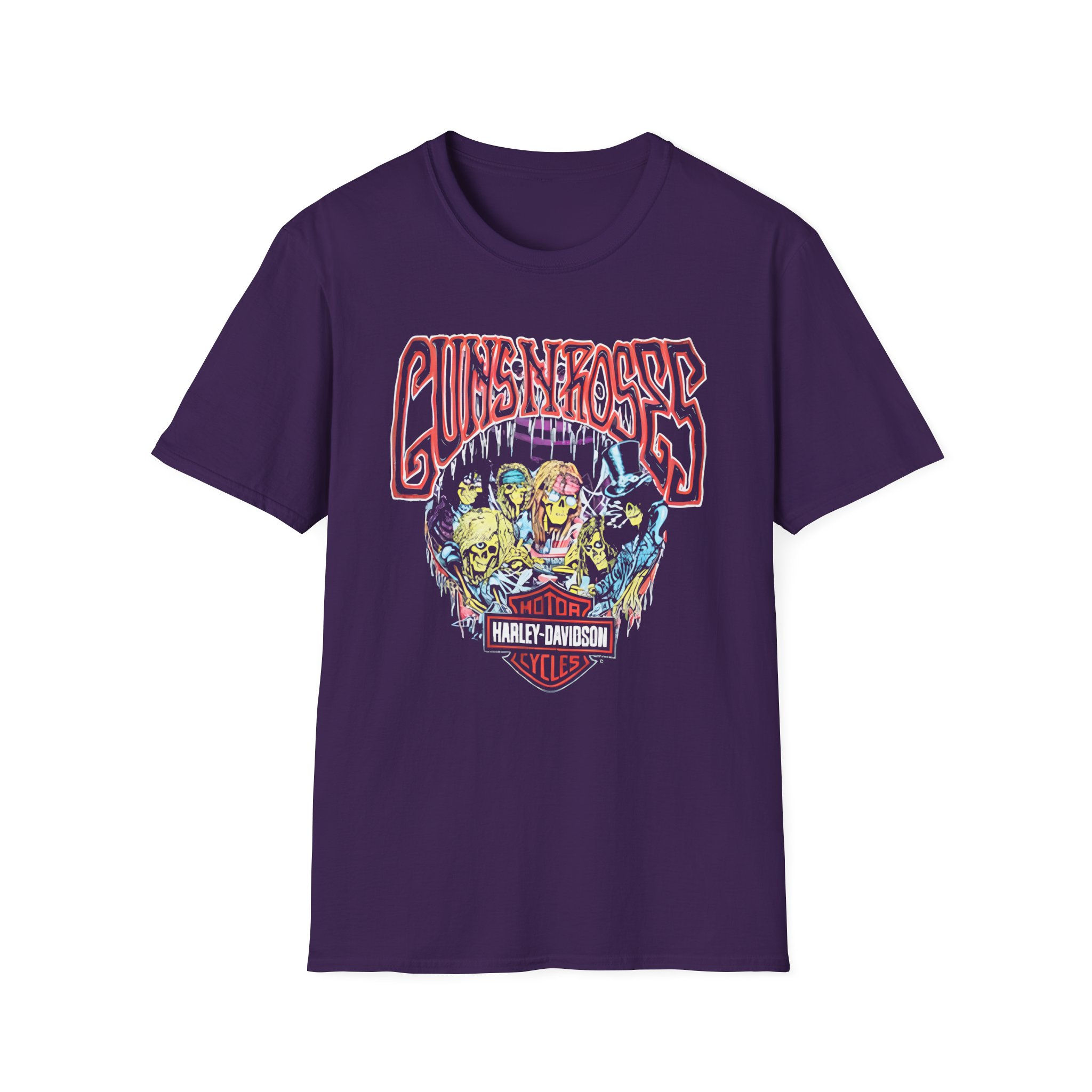 Guns N Roses Harley Davidson Skeleton Unisex Softstyle T-Shirt