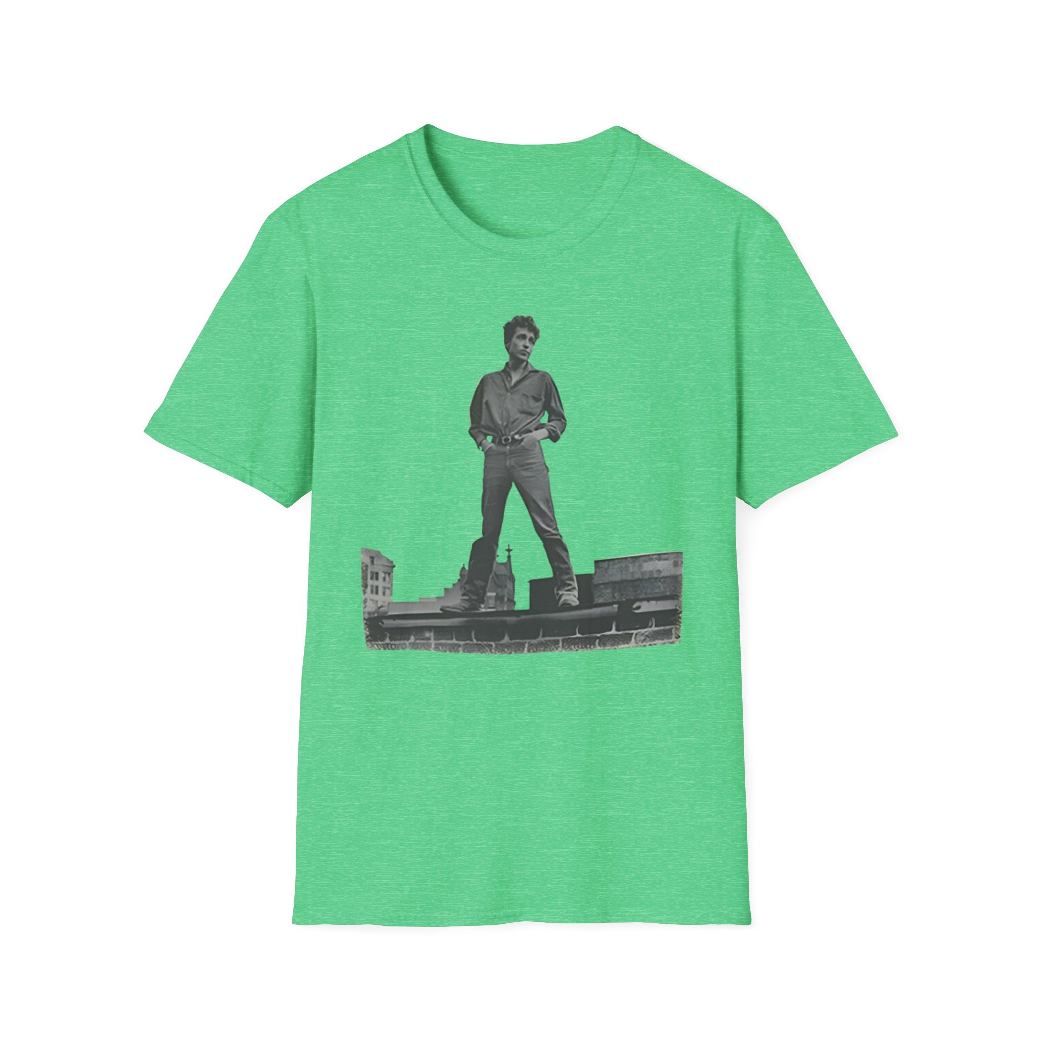 Bob Dylan Rooftop Photo Unisex Softstyle T-Shirt