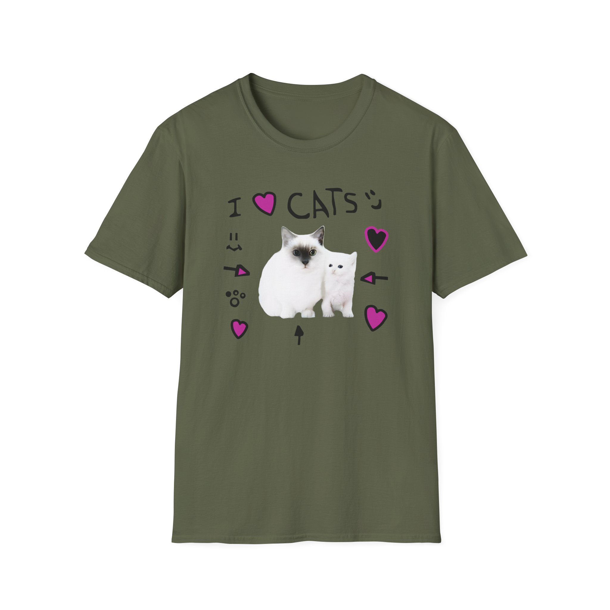 Denisdaily I Love Cats Unisex Softstyle T-Shirt
