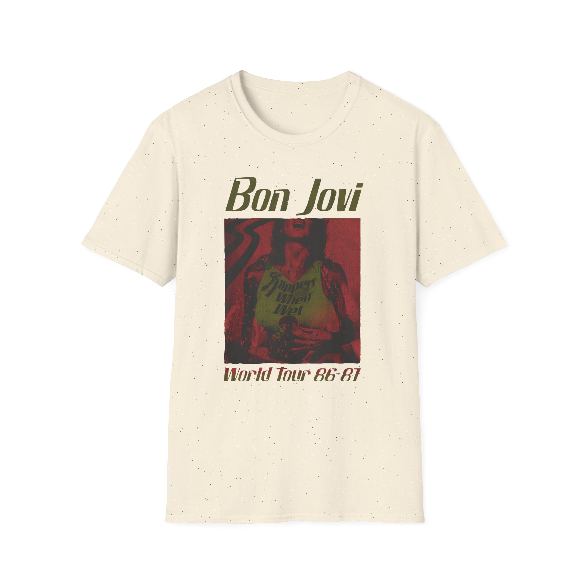 Bon Jovi Slippery When Wet Vintage World Tour Unisex Softstyle T-Shirt