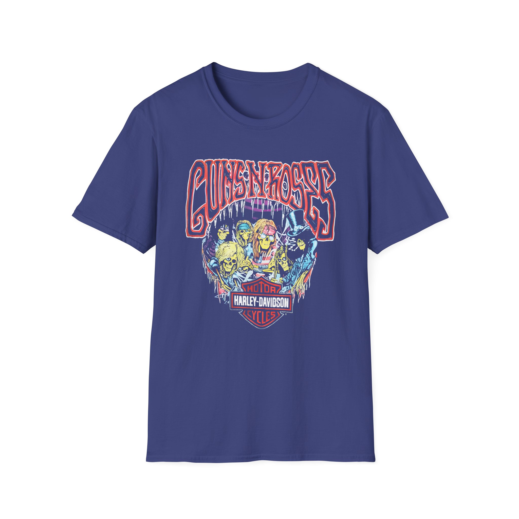 Guns N Roses Harley Davidson Skeleton Unisex Softstyle T-Shirt