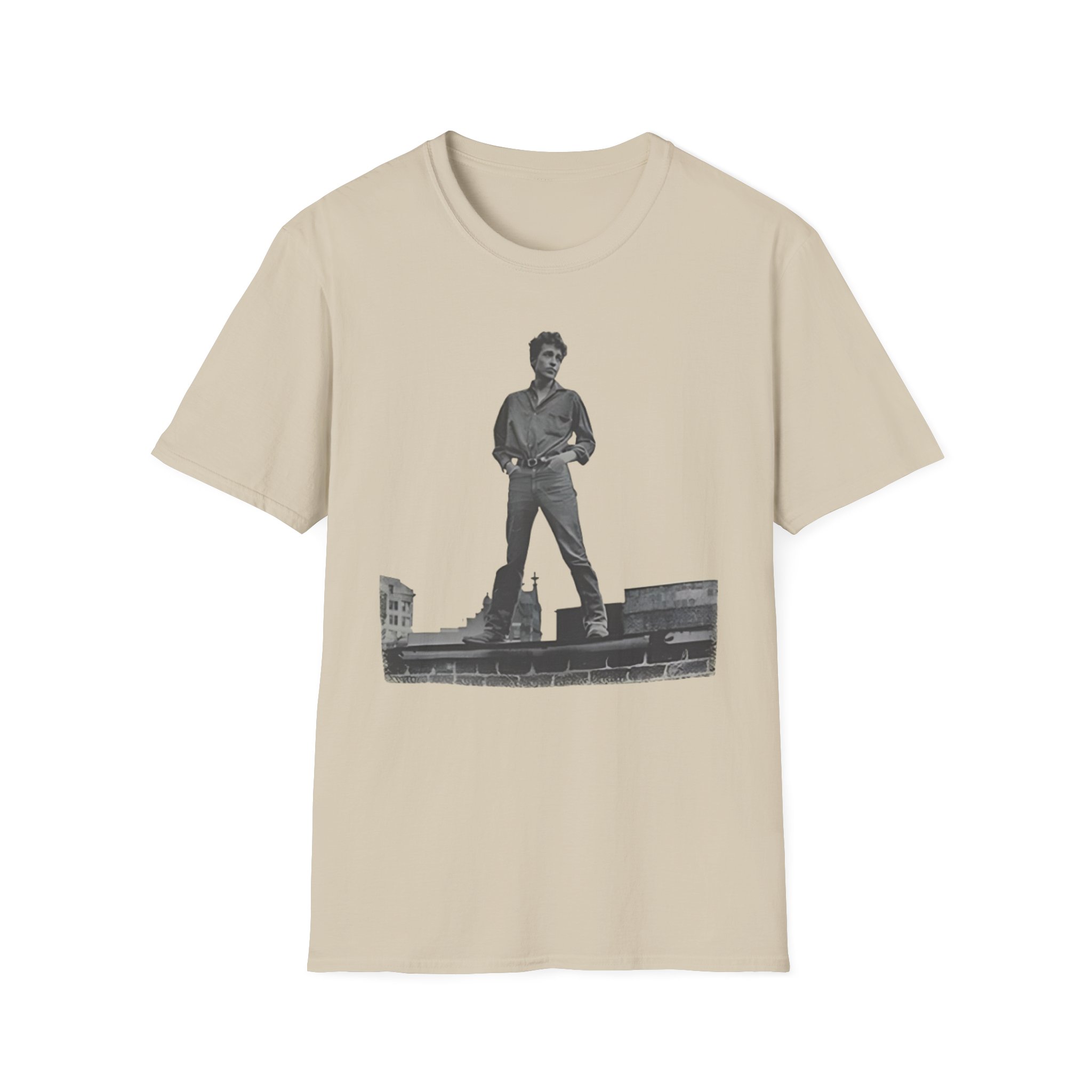 Bob Dylan Rooftop Photo Unisex Softstyle T-Shirt