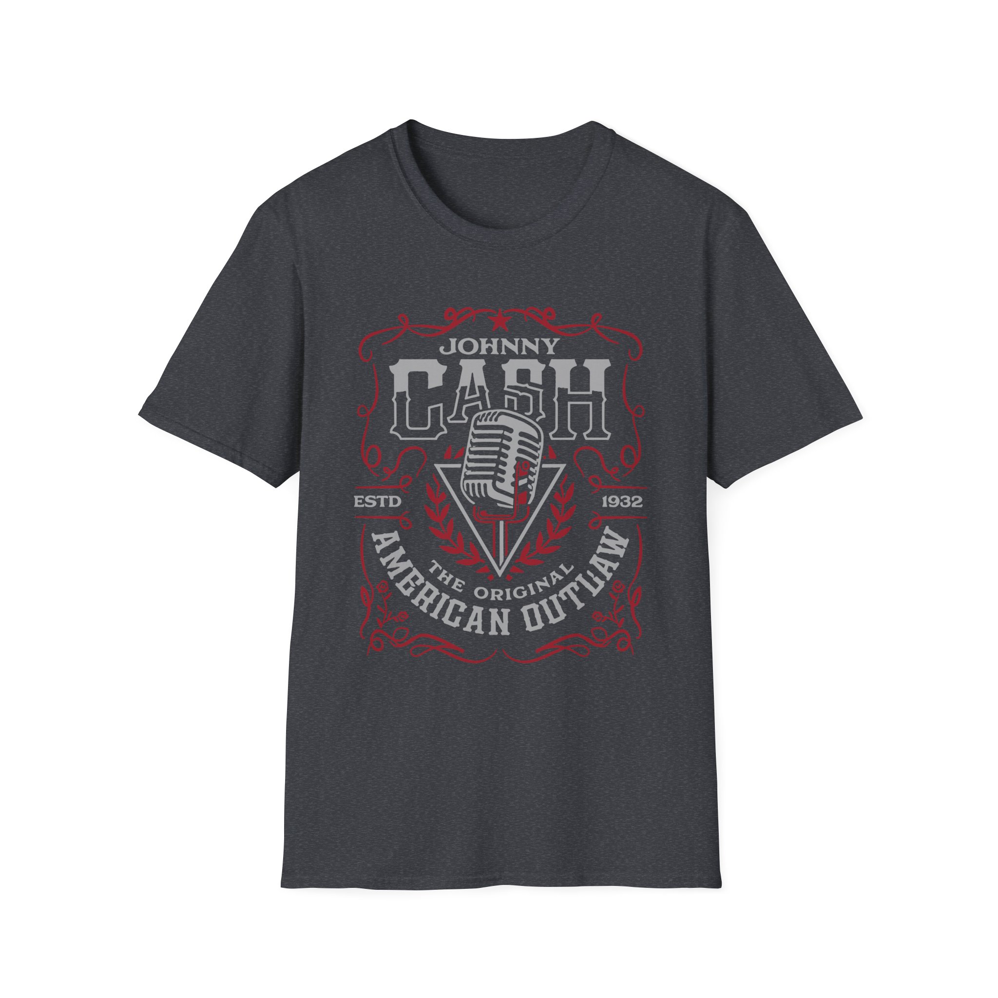 Johnny Cash American Outlaw Microphone unisex softstyle t-shirt
