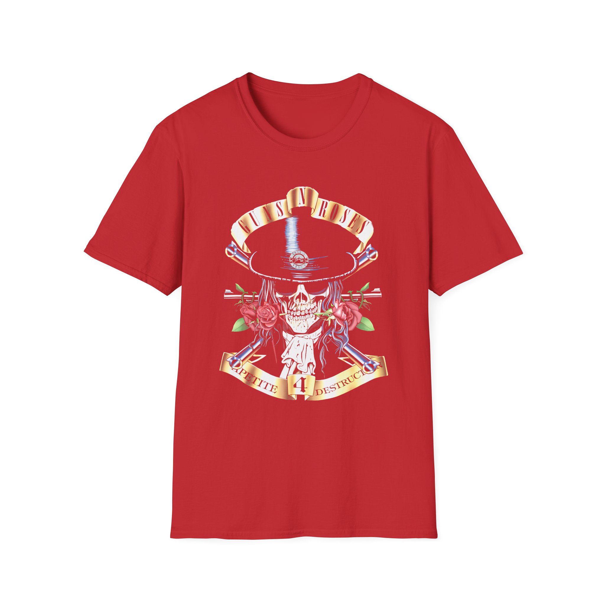 Guns N Roses Skull And Roses Unisex Softstyle T-Shirt