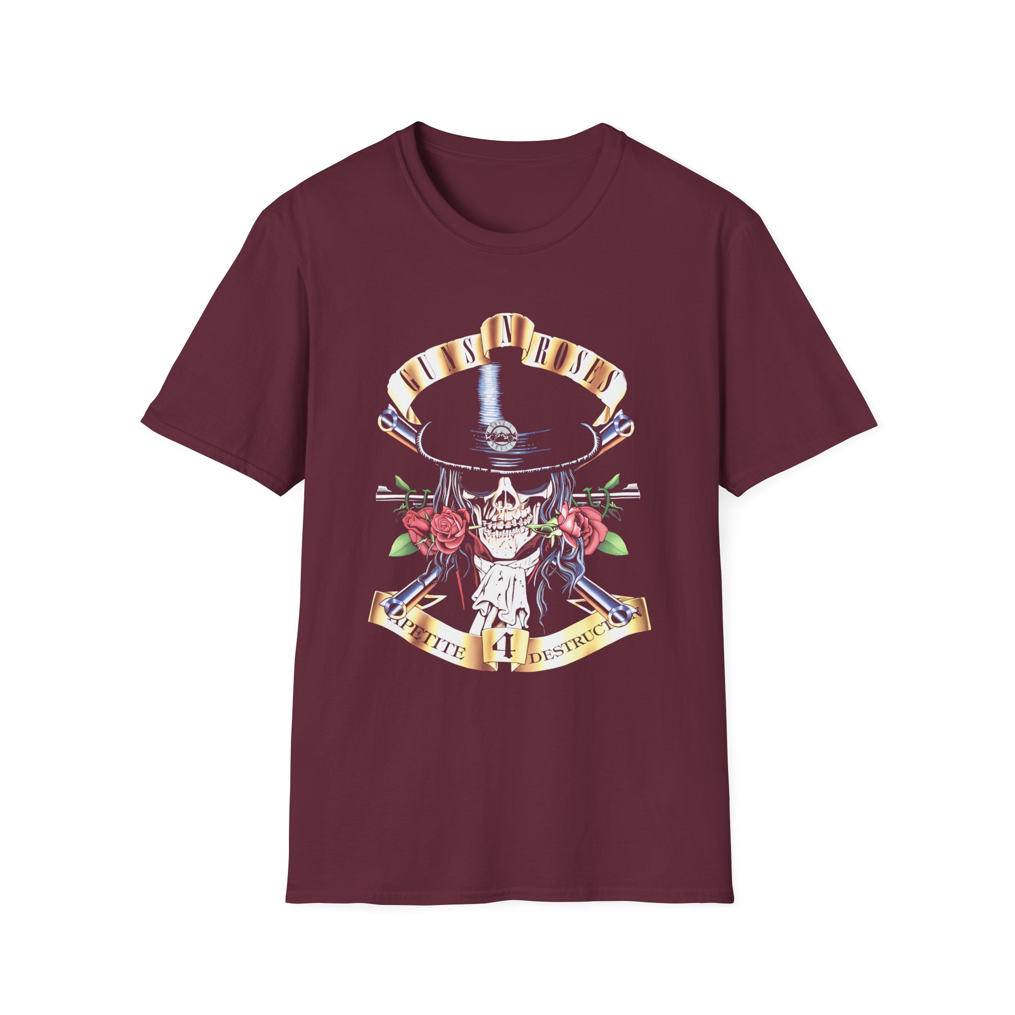 Guns N Roses Skull And Roses Unisex Softstyle T-Shirt
