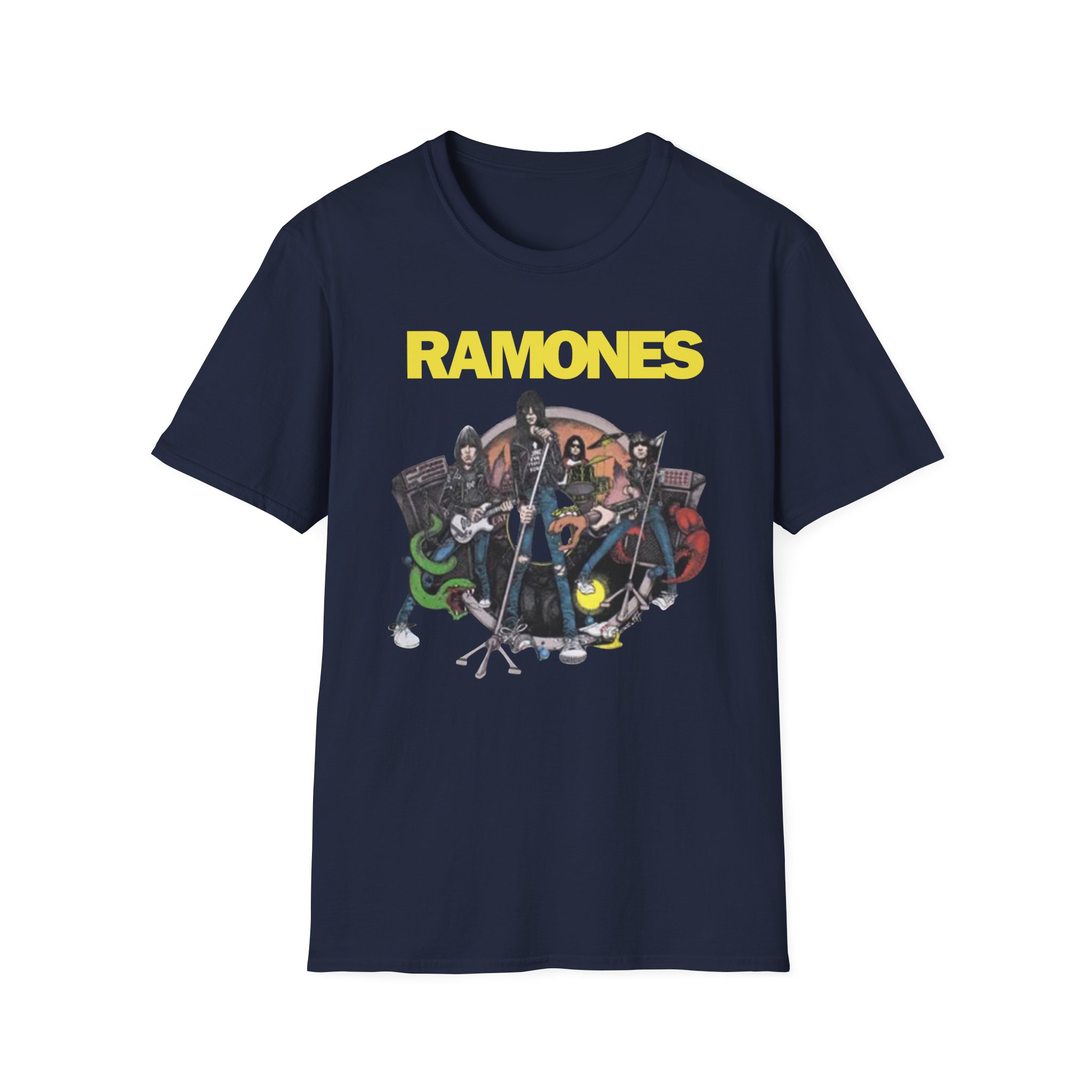 Johnny Ramone Cartoon Band Unisex Softstyle T-Shirt