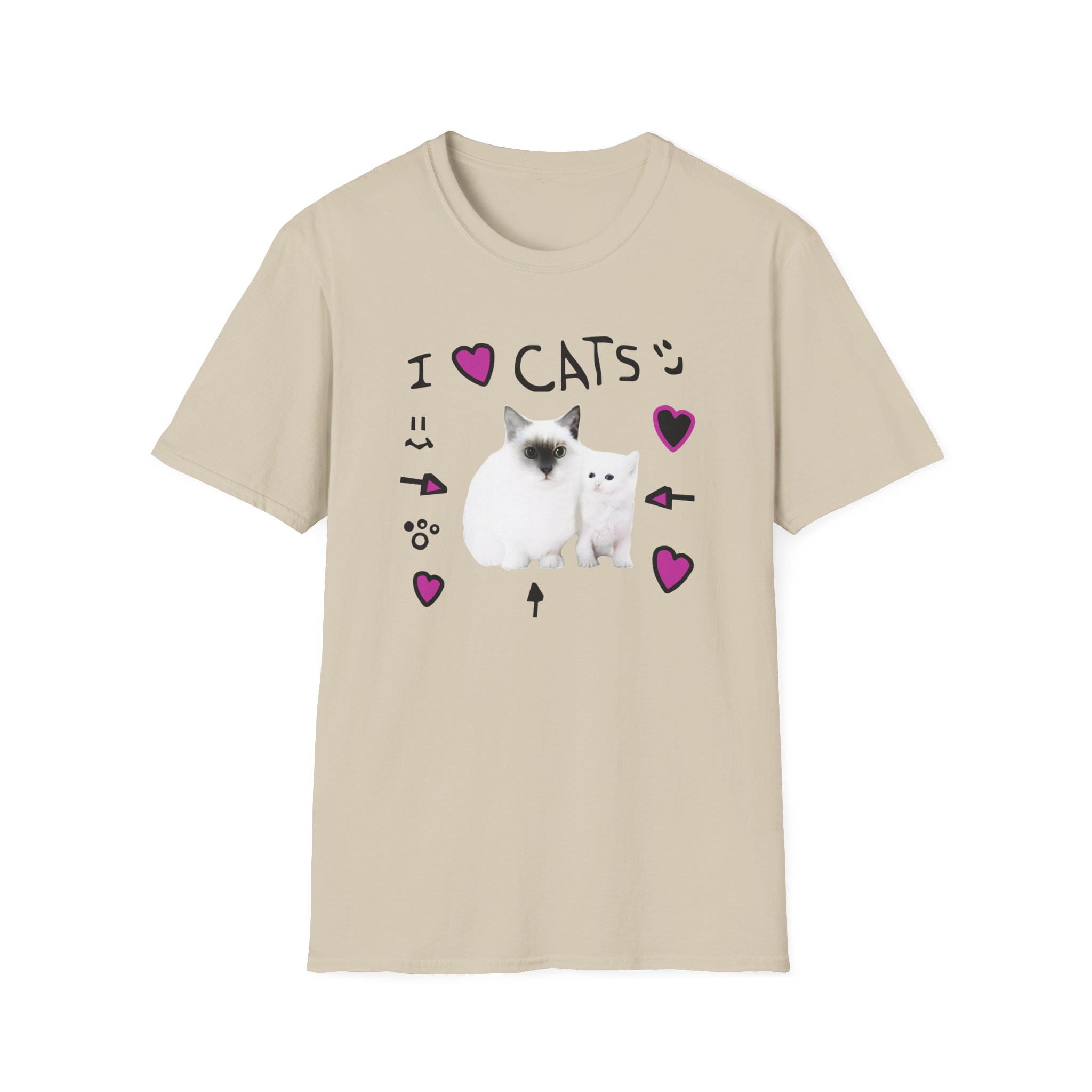 Denisdaily I Love Cats Unisex Softstyle T-Shirt
