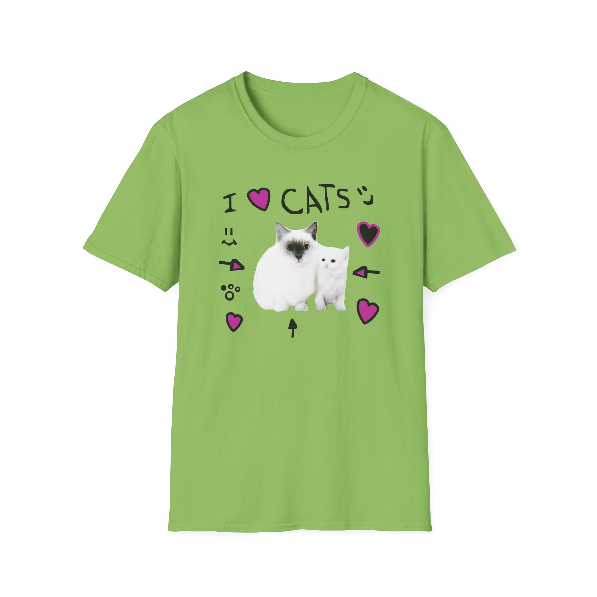 Denisdaily I Love Cats Unisex Softstyle T-Shirt