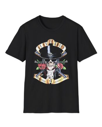 Guns N Roses Skull And Roses Unisex Softstyle T-Shirt