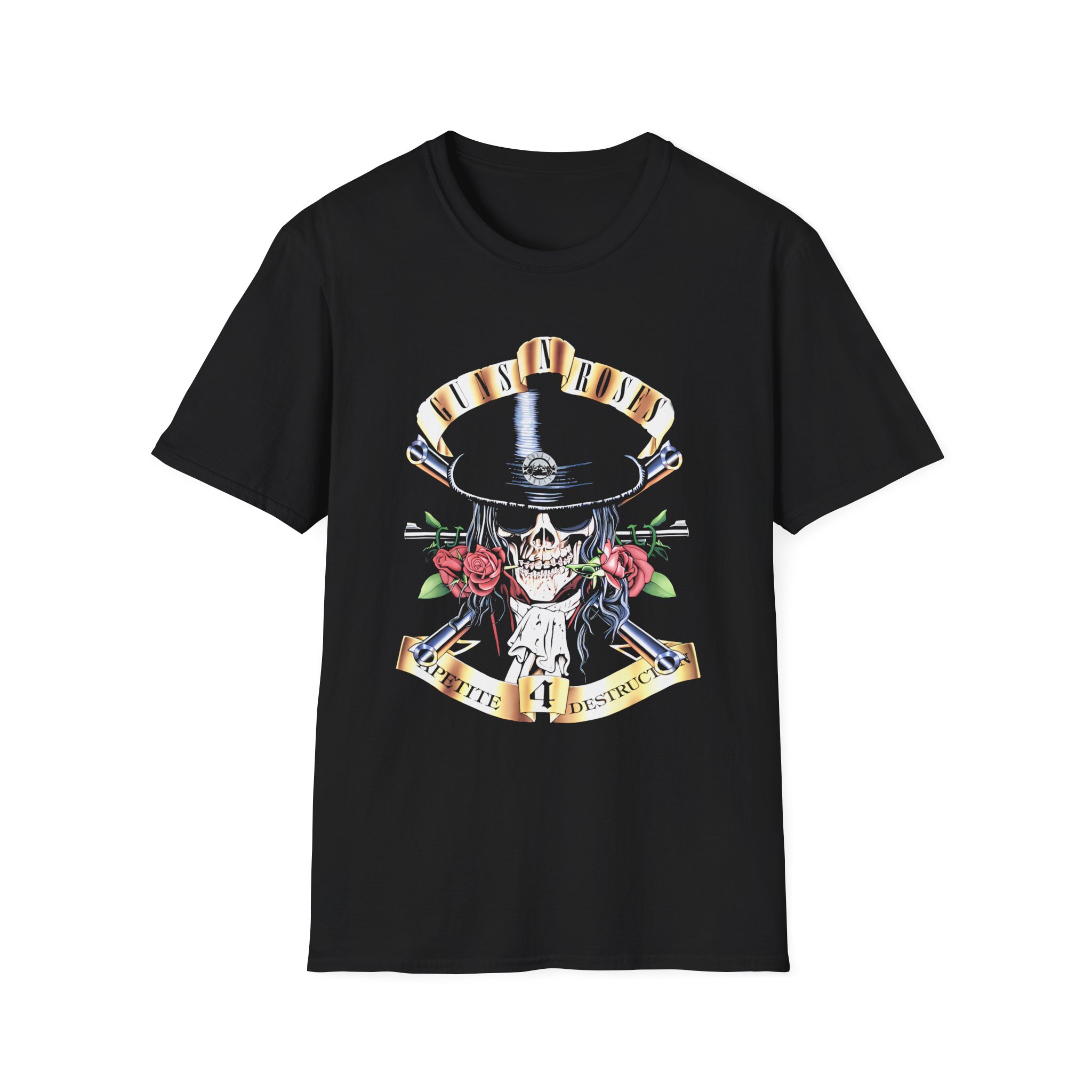 Guns N Roses Skull And Roses Unisex Softstyle T-Shirt