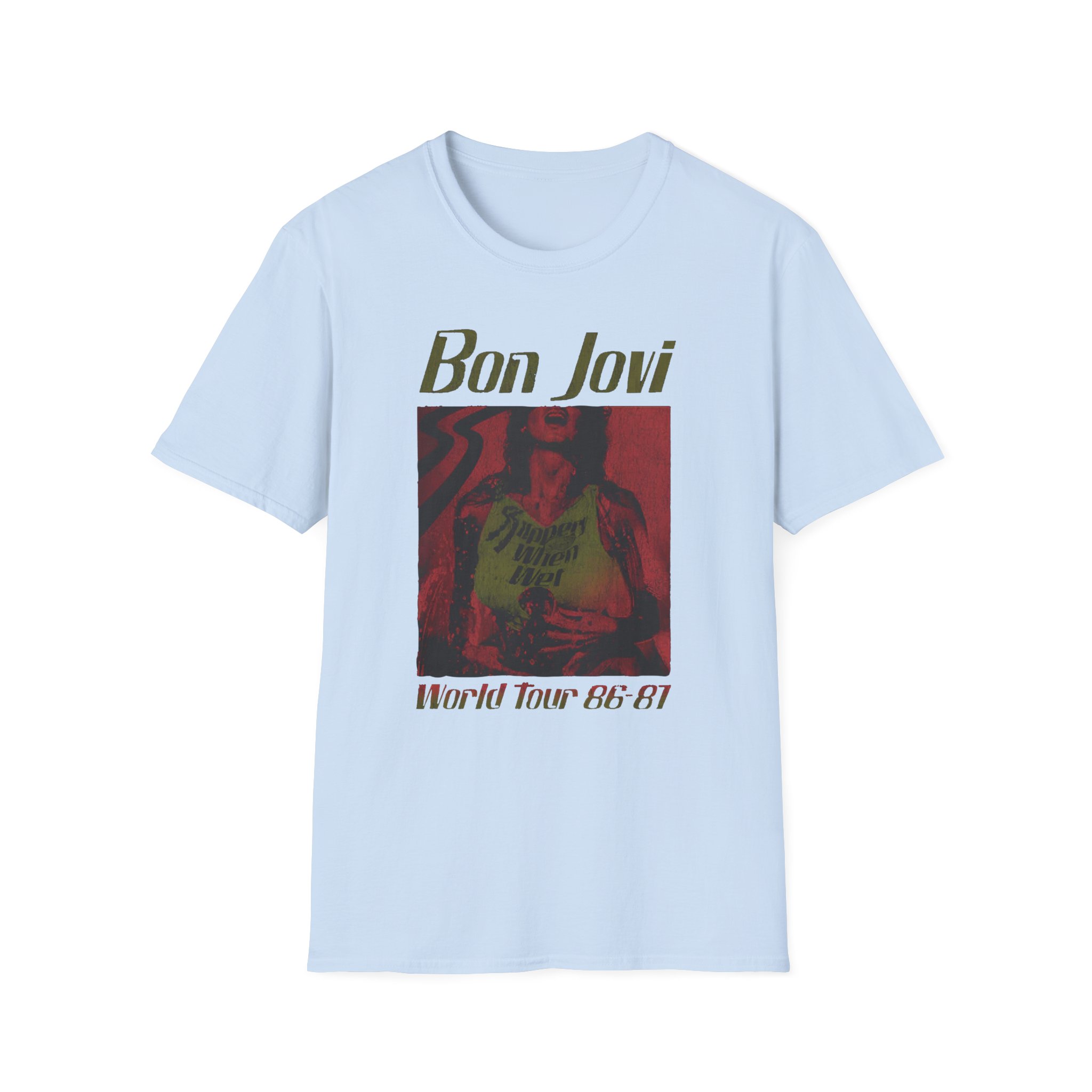 Bon Jovi Slippery When Wet Vintage World Tour Unisex Softstyle T-Shirt