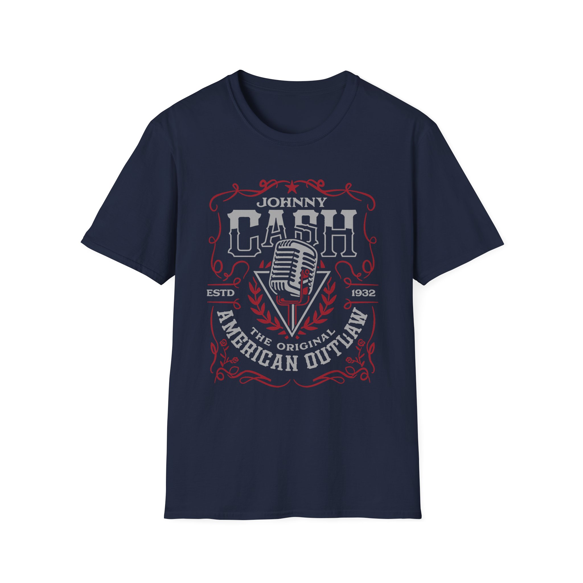 Johnny Cash American Outlaw Microphone unisex softstyle t-shirt