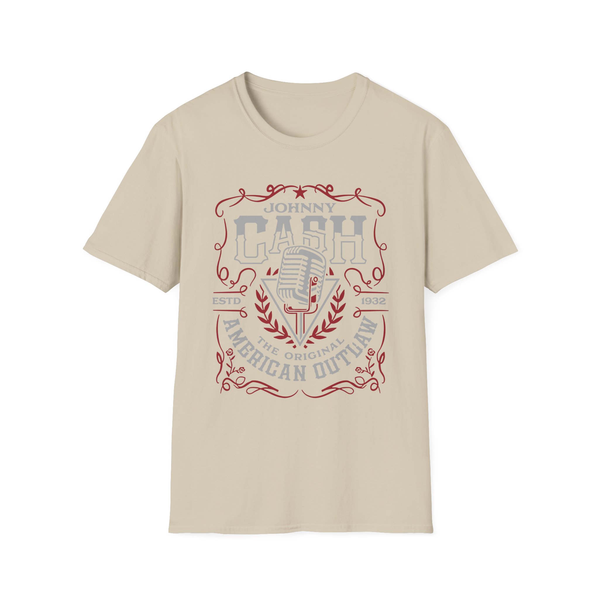 Johnny Cash American Outlaw Microphone unisex softstyle t-shirt