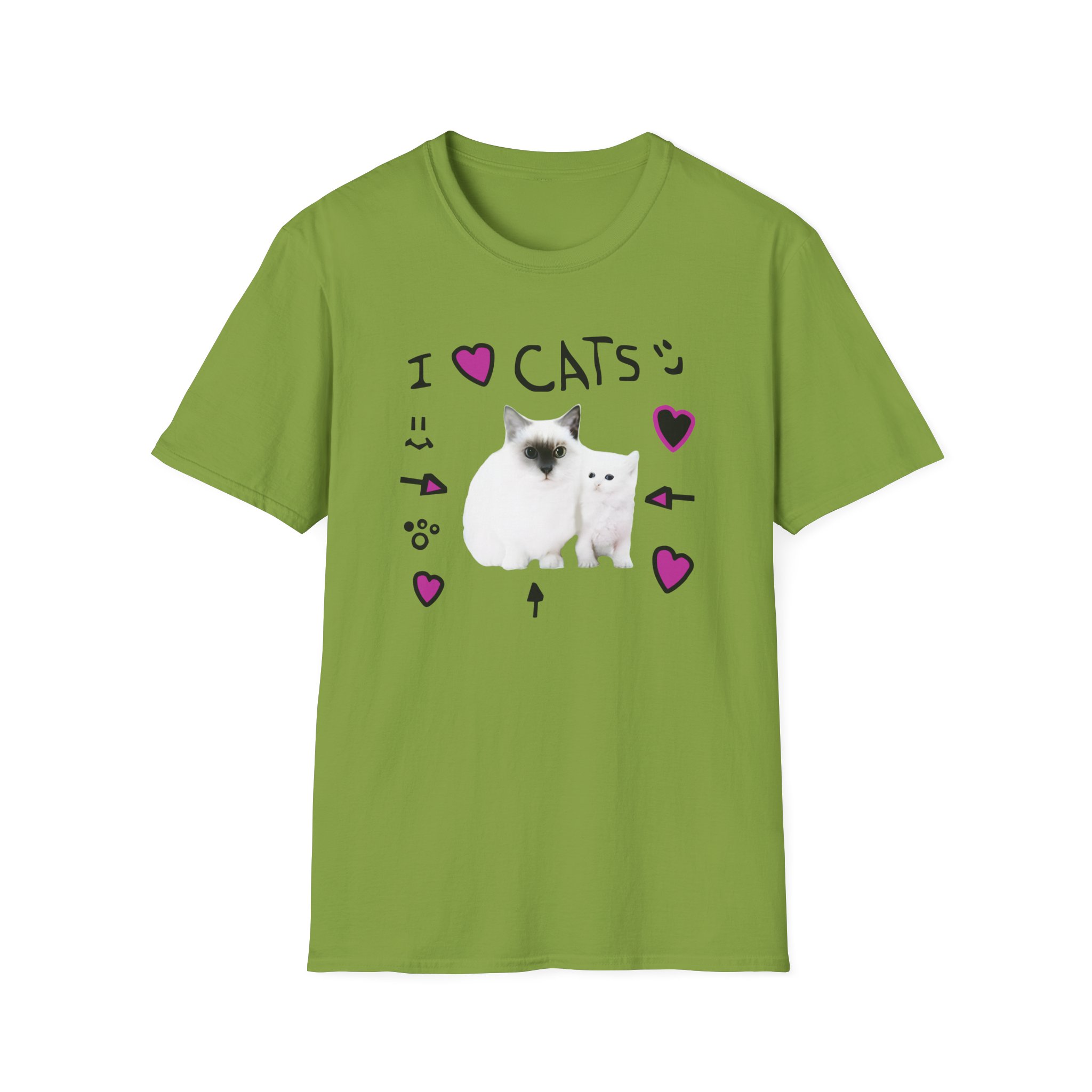 Denisdaily I Love Cats Unisex Softstyle T-Shirt