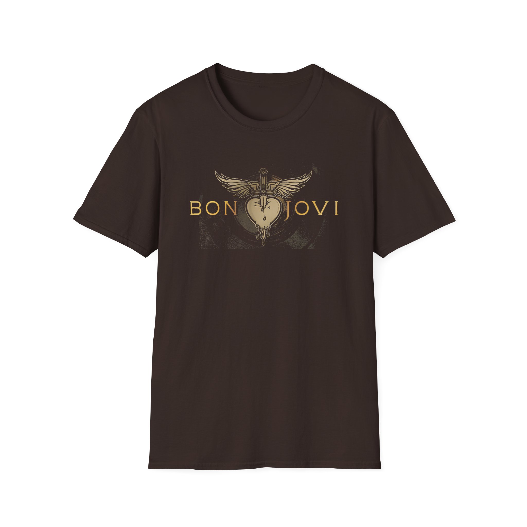 Bon Jovi Heart & Dagger Vinyl Unisex Softstyle T-Shirt