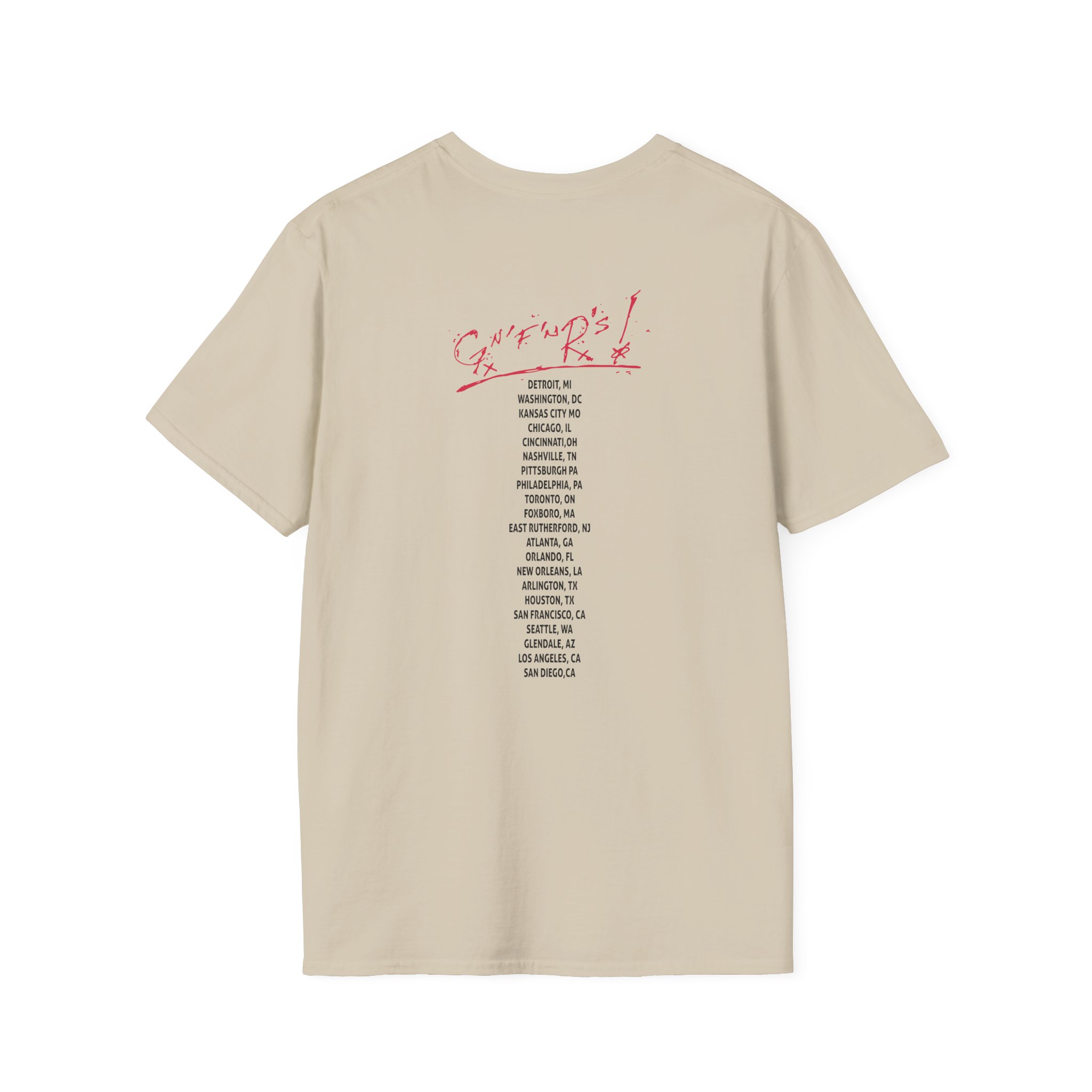 Guns N Roses Cross Grey Tour Unisex Softstyle T-Shirt
