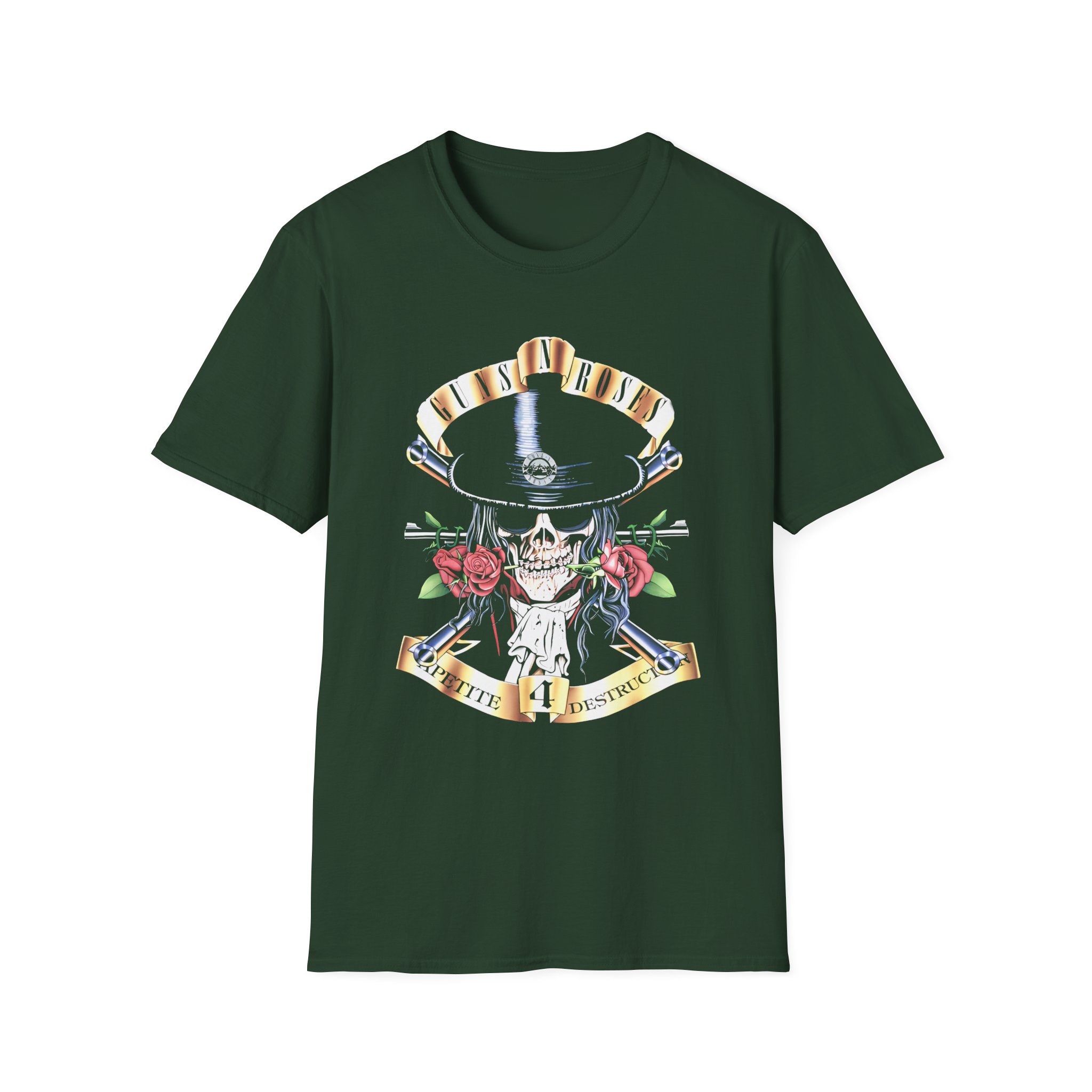 Guns N Roses Skull And Roses Unisex Softstyle T-Shirt