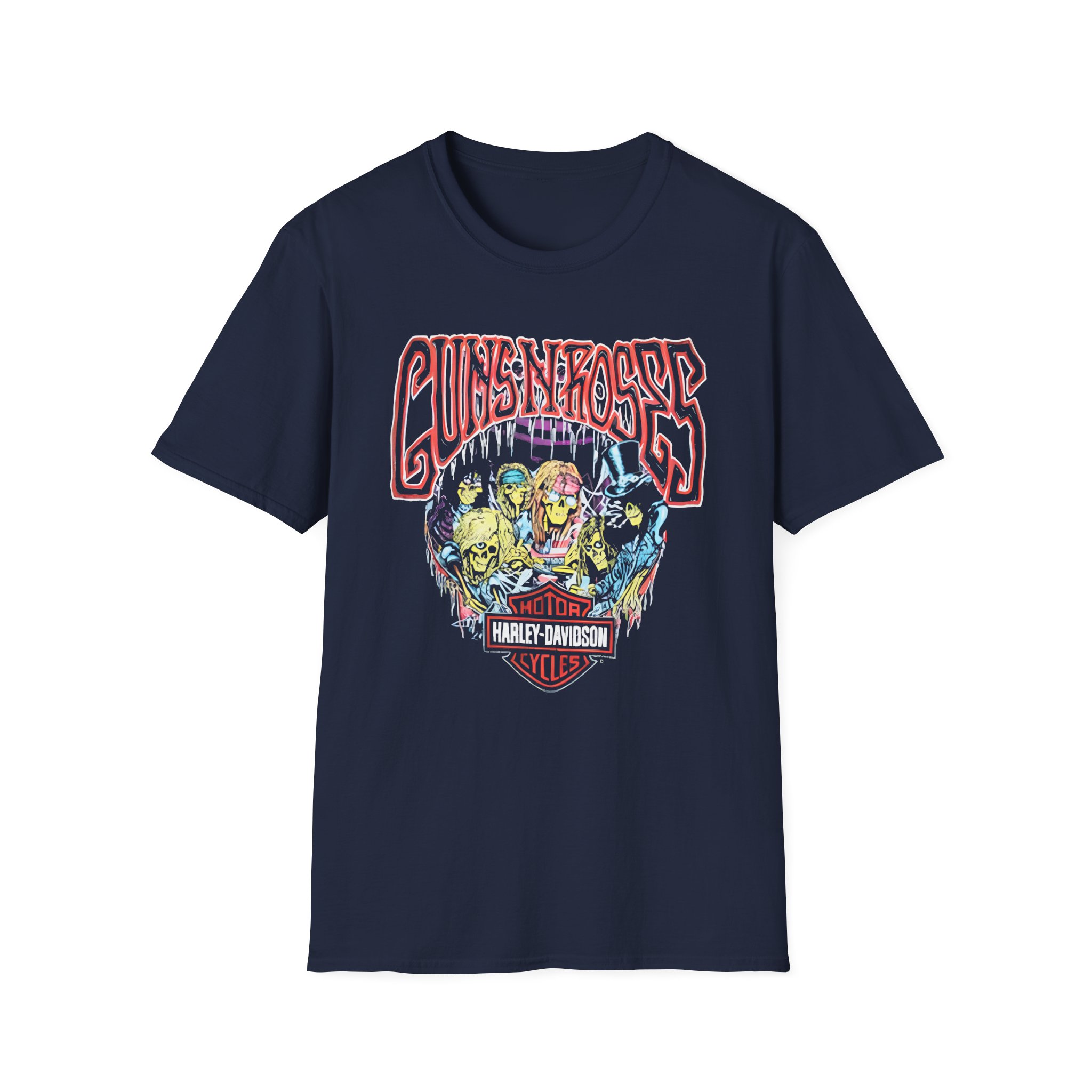 Guns N Roses Harley Davidson Skeleton Unisex Softstyle T-Shirt