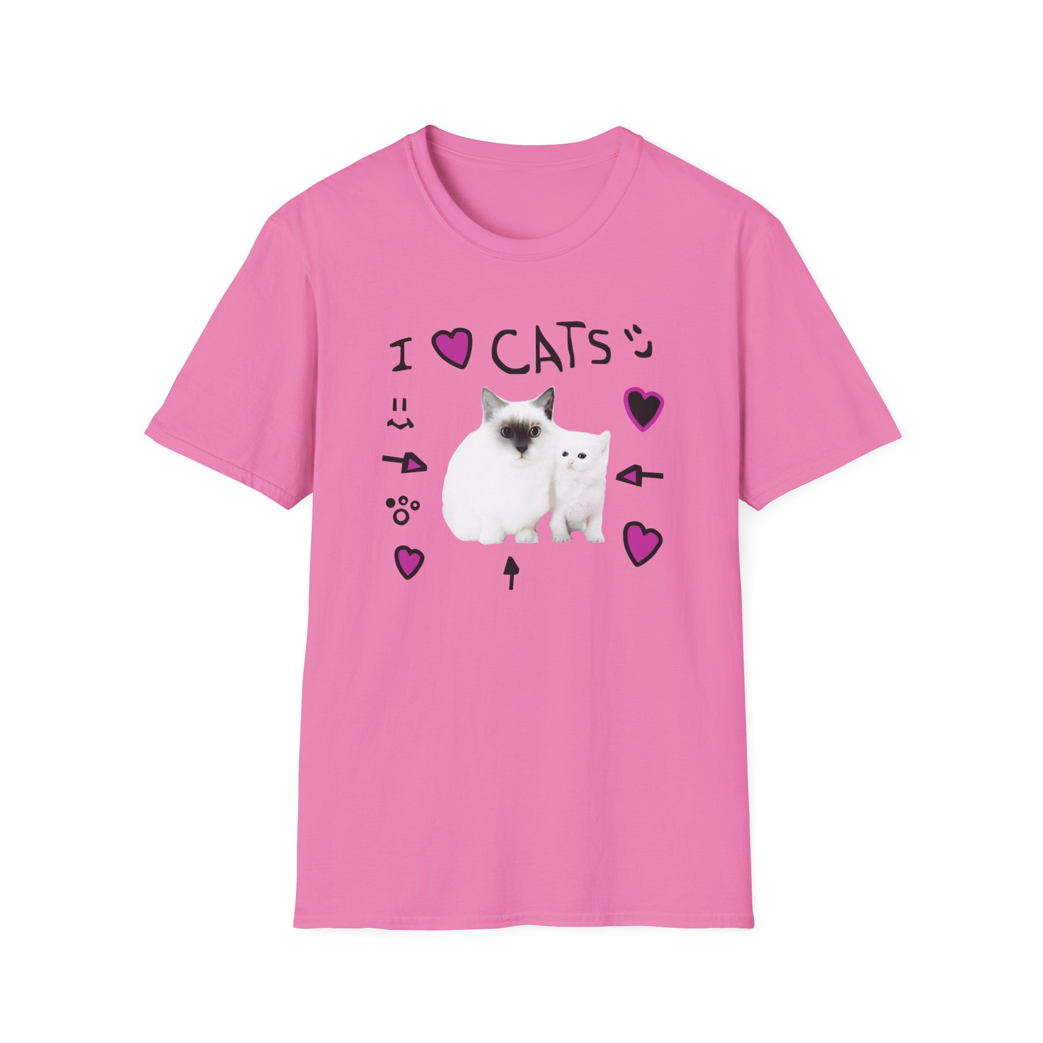 Denisdaily I Love Cats Unisex Softstyle T-Shirt