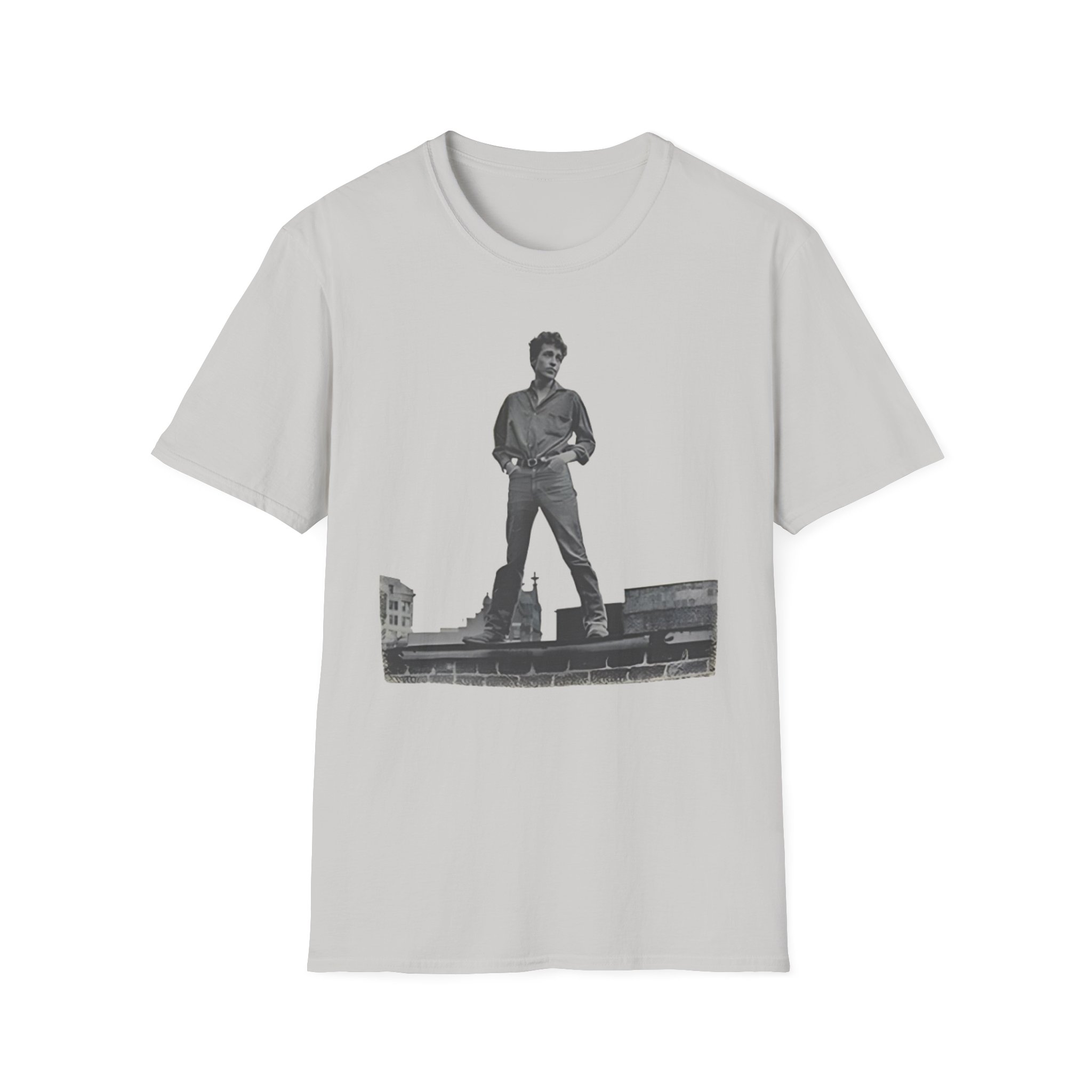 Bob Dylan Rooftop Photo Unisex Softstyle T-Shirt