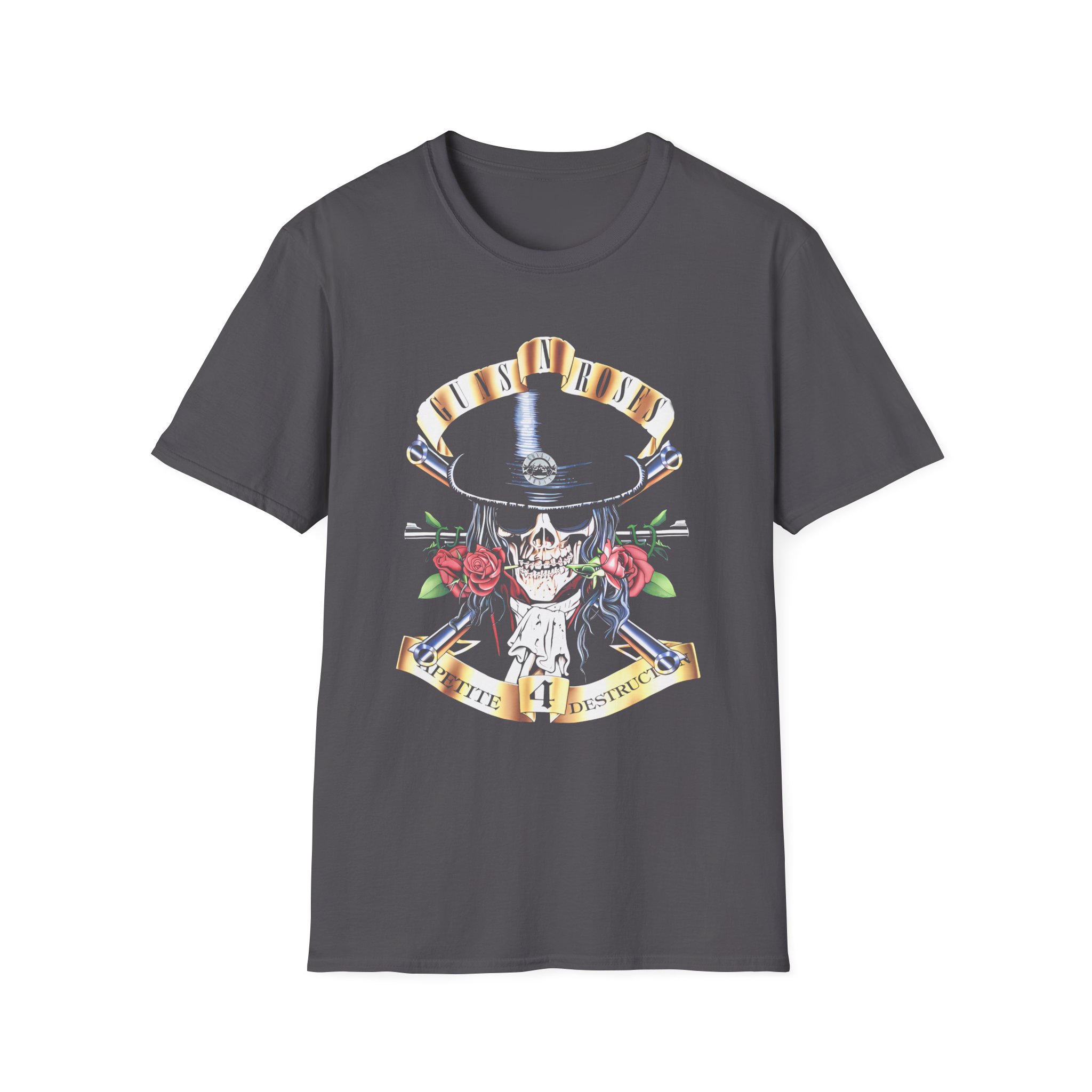 Guns N Roses Skull And Roses Unisex Softstyle T-Shirt