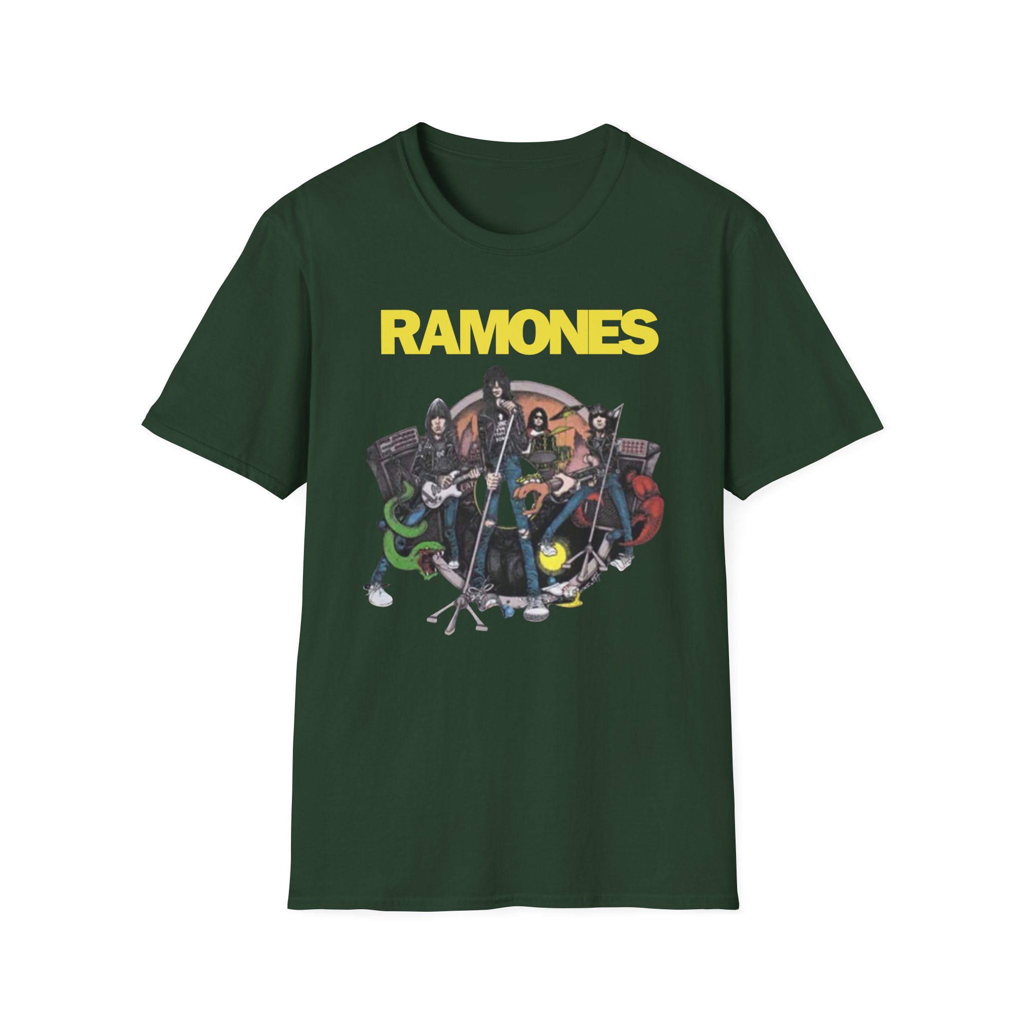 Johnny Ramone Cartoon Band Unisex Softstyle T-Shirt