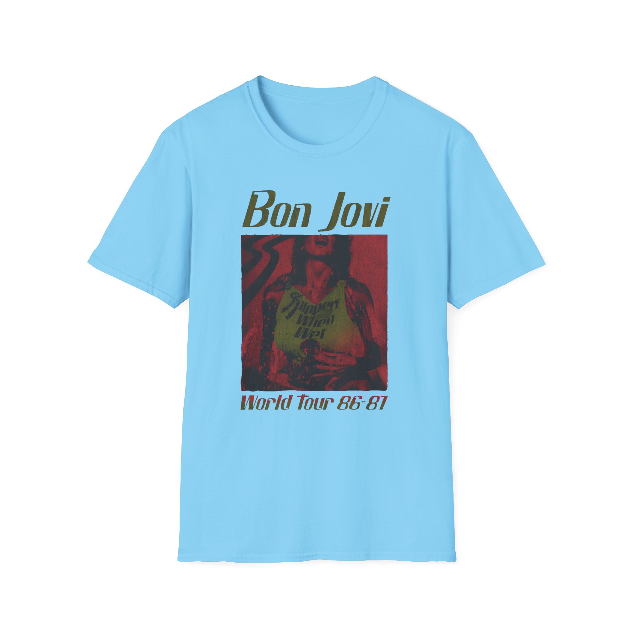 Bon Jovi Slippery When Wet Vintage World Tour Unisex Softstyle T-Shirt
