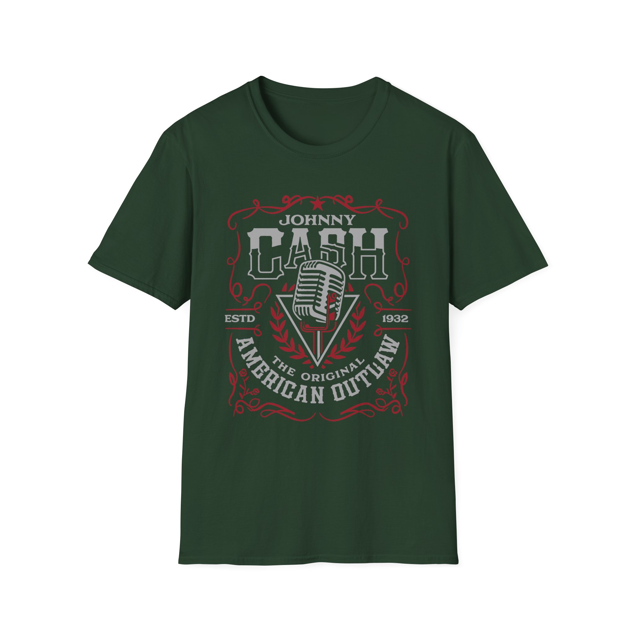 Johnny Cash American Outlaw Microphone unisex softstyle t-shirt