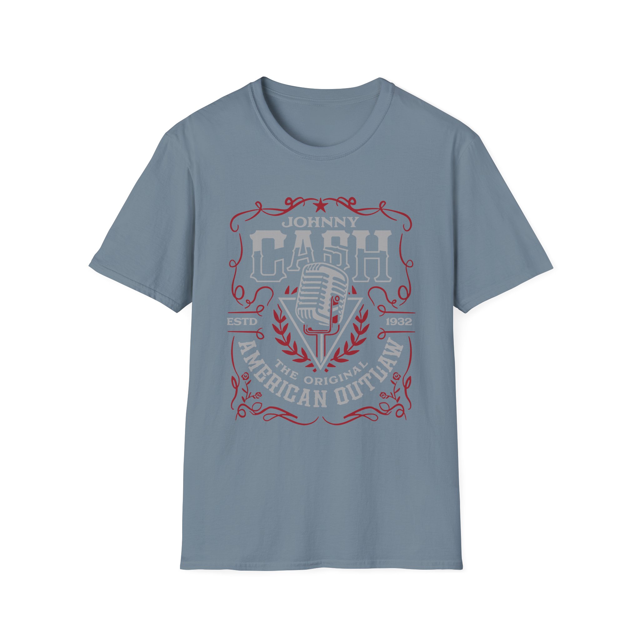 Johnny Cash American Outlaw Microphone unisex softstyle t-shirt