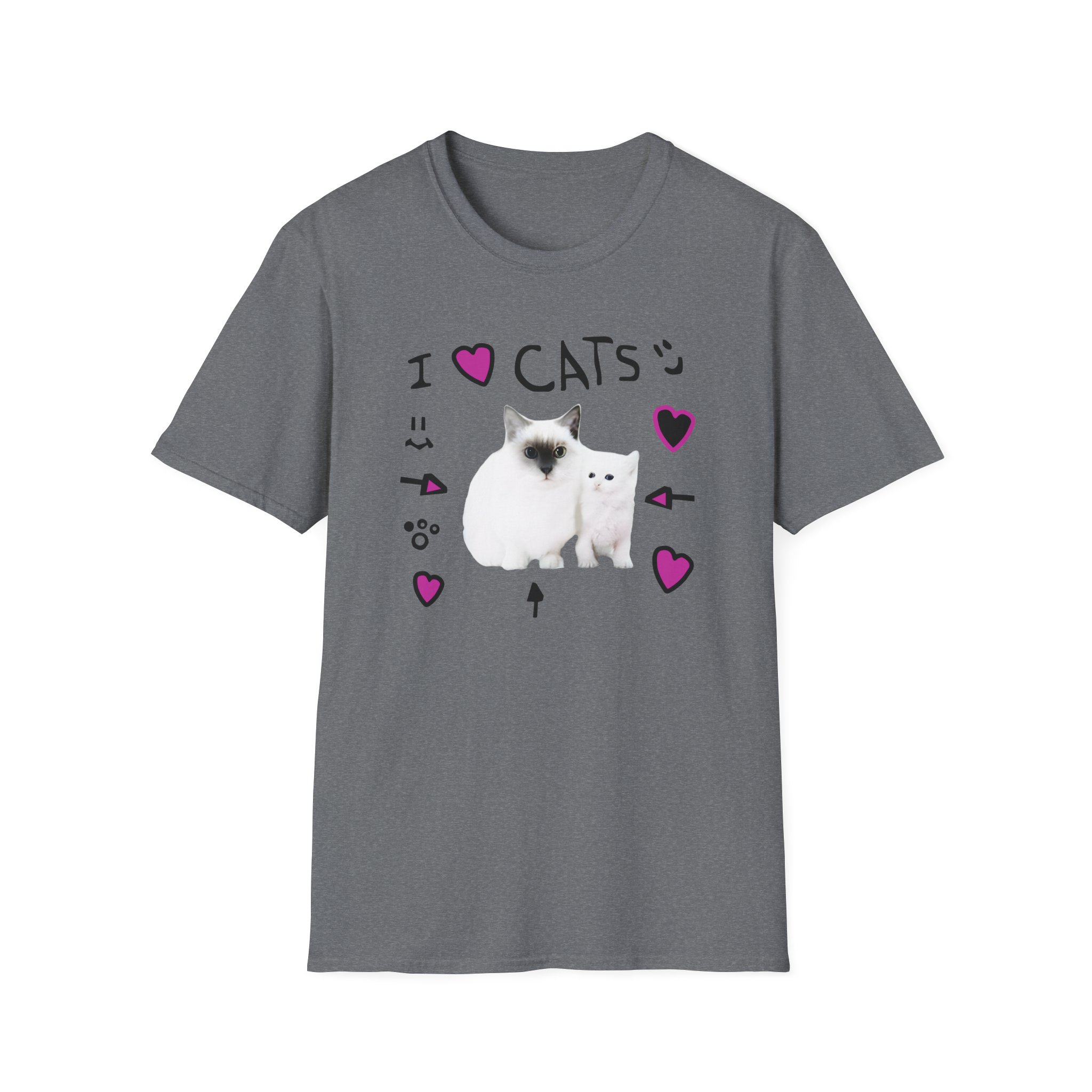 Denisdaily I Love Cats Unisex Softstyle T-Shirt