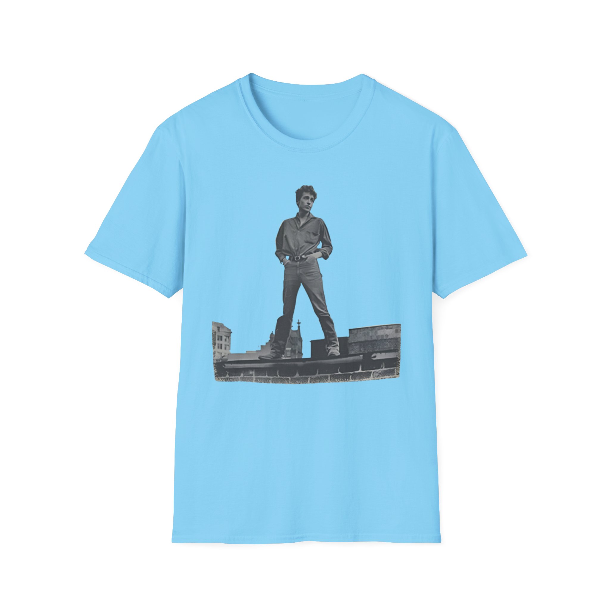 Bob Dylan Rooftop Photo Unisex Softstyle T-Shirt