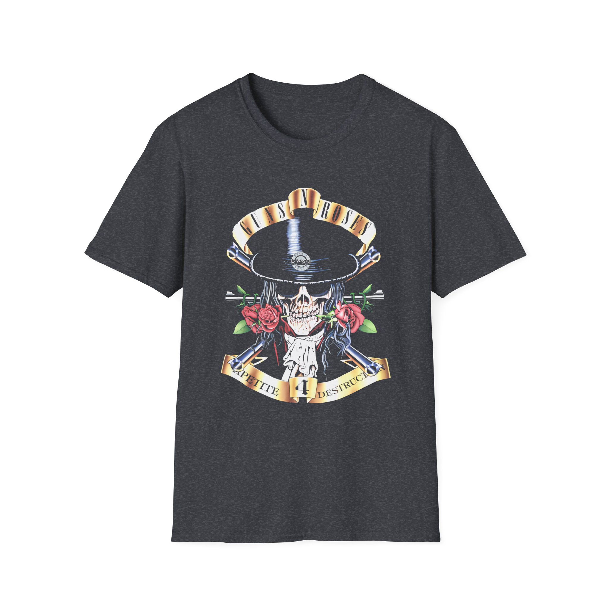 Guns N Roses Skull And Roses Unisex Softstyle T-Shirt