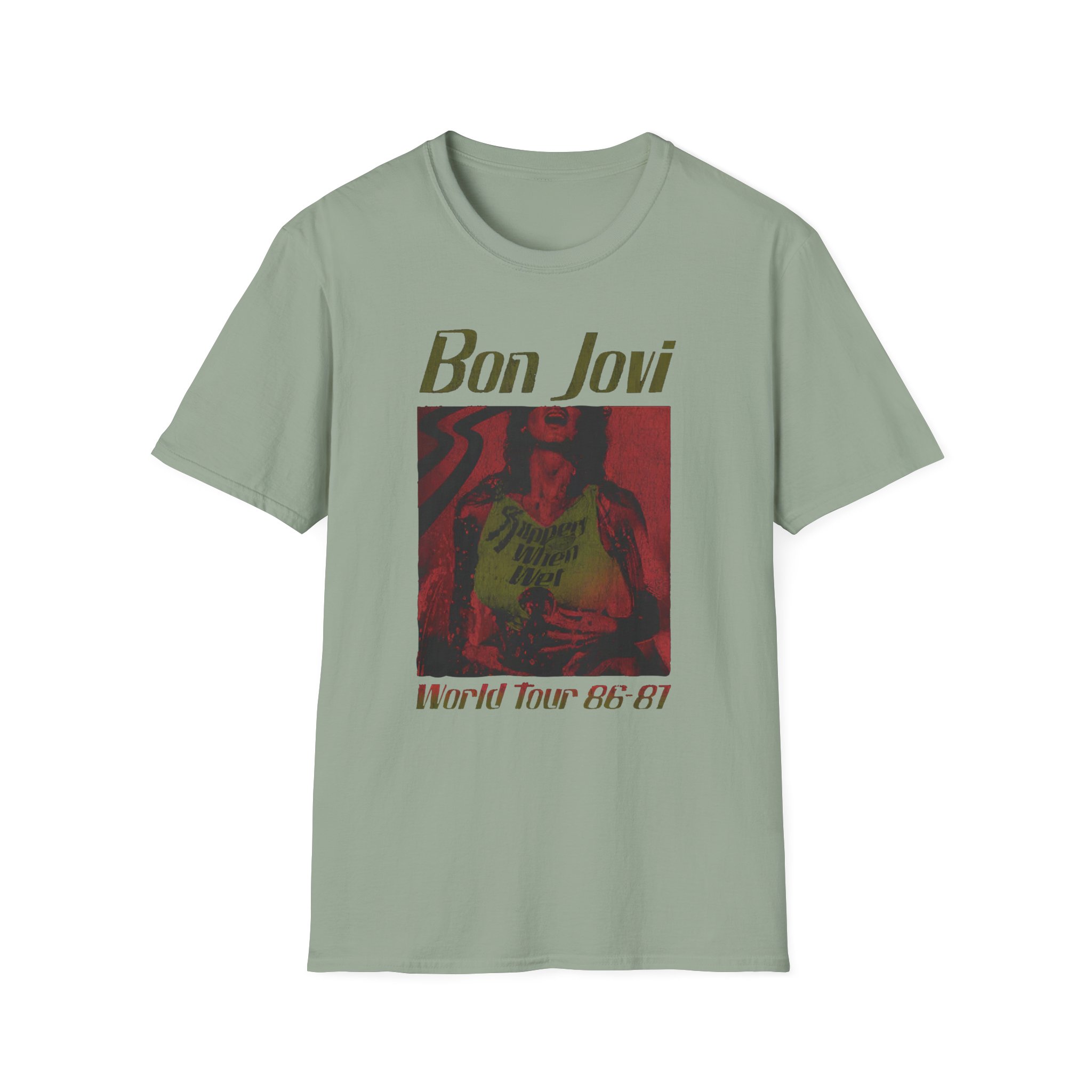 Bon Jovi Slippery When Wet Vintage World Tour Unisex Softstyle T-Shirt