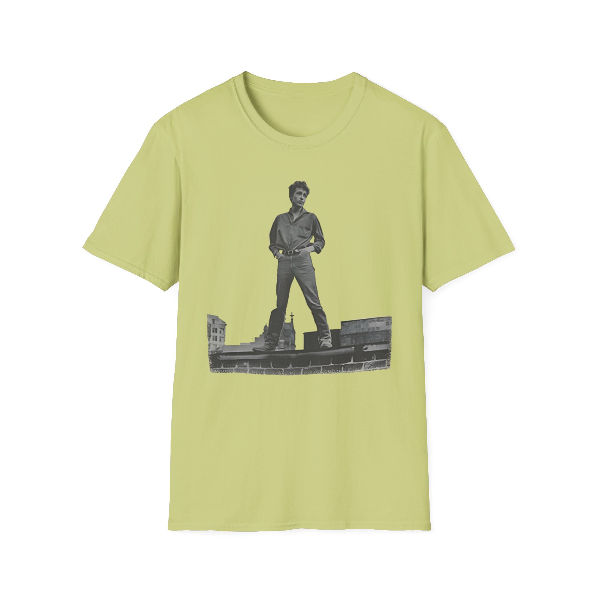 Bob Dylan Rooftop Photo Unisex Softstyle T-Shirt