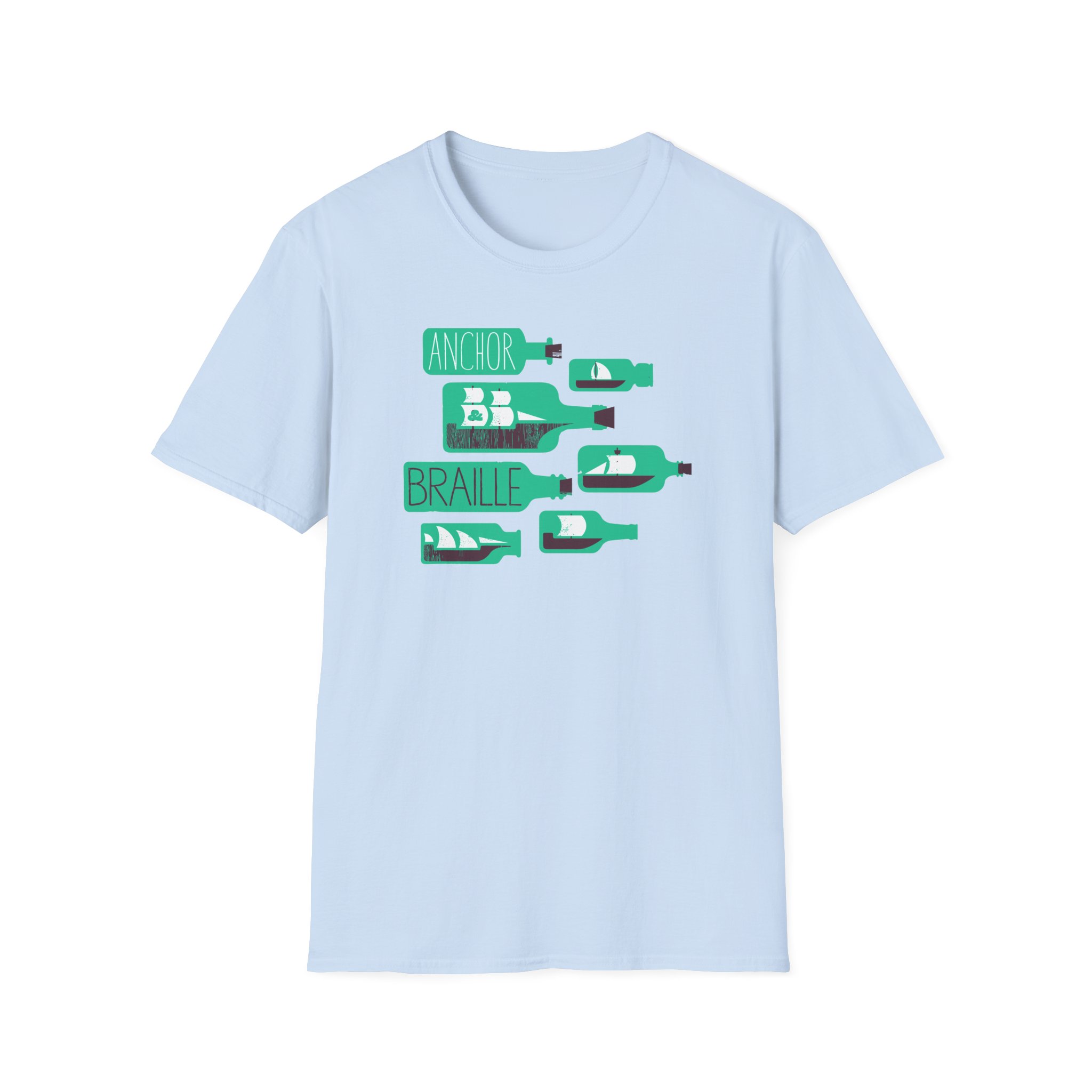 Anchor and Braille Ships Bottles Unisex Softstyle T-Shirt
