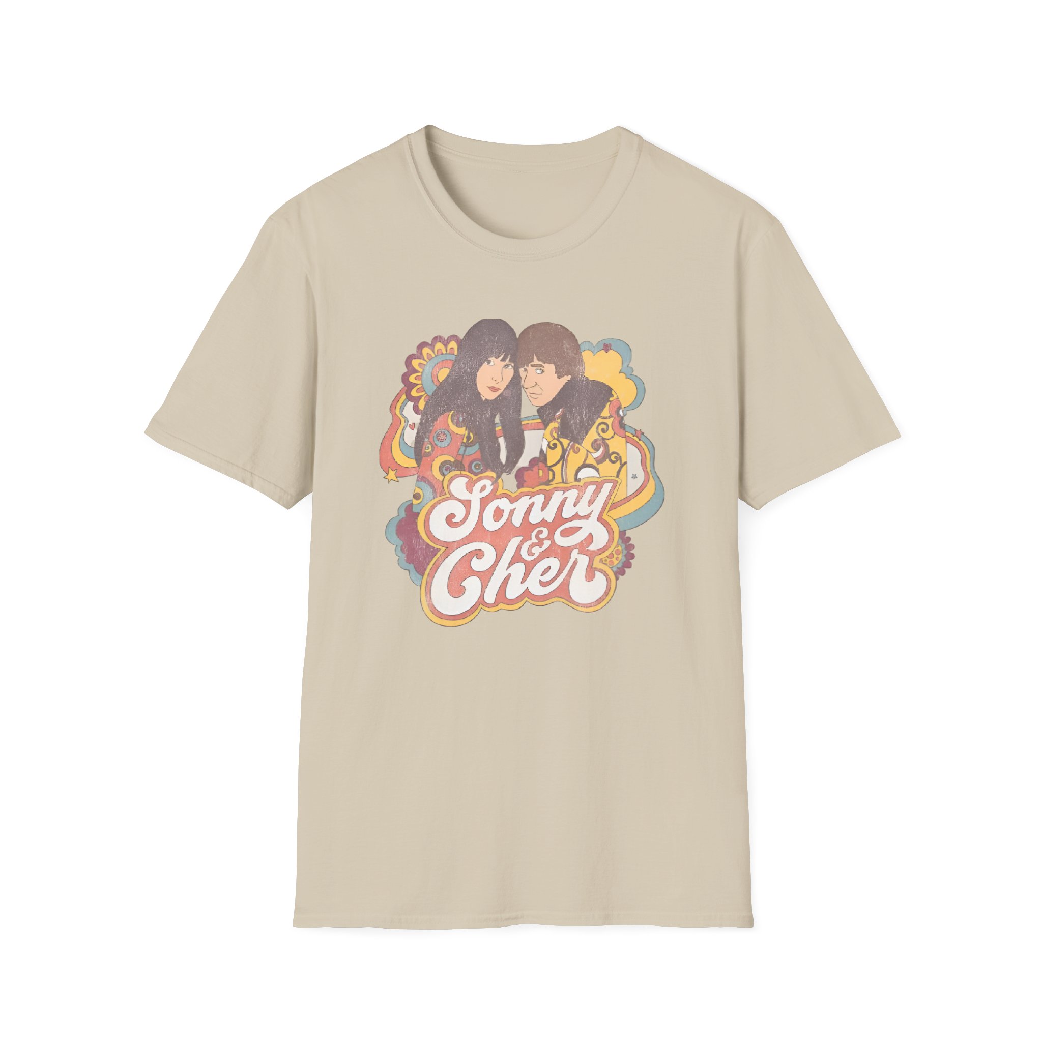 Sonny & Cher Groovy Couple Juniors Unisex Softstyle T-Shirt