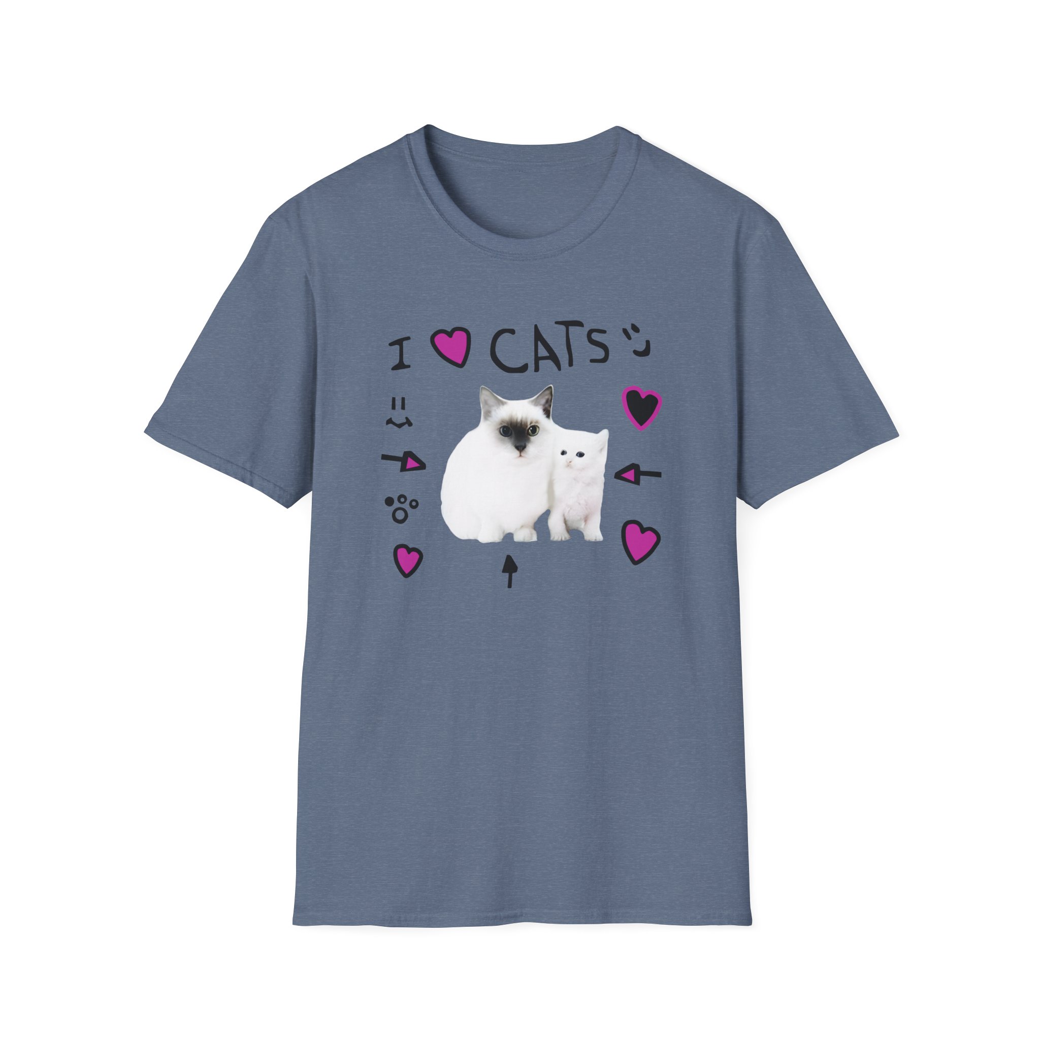 Denisdaily I Love Cats Unisex Softstyle T-Shirt