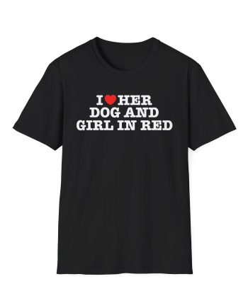 Girl in Red I Heart Her Dog Unisex Softstyle T-Shirt