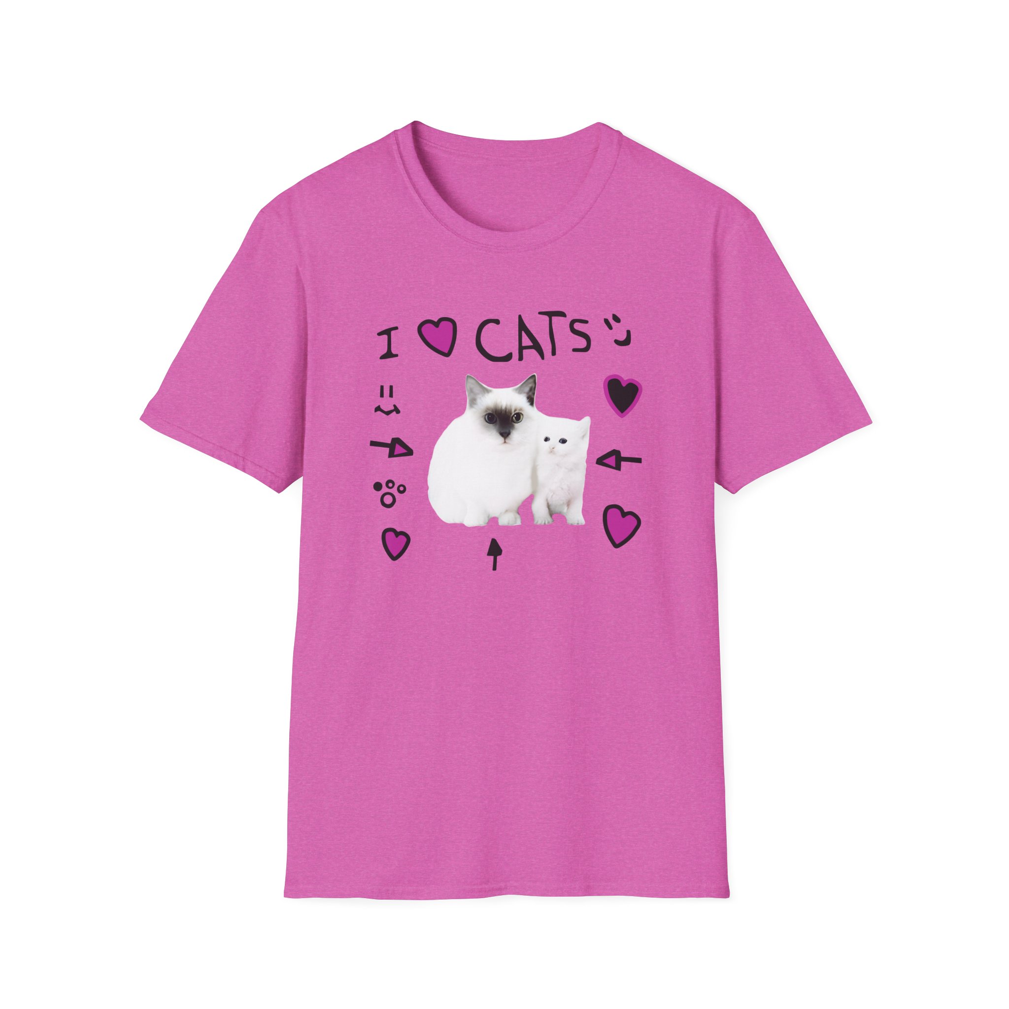 Denisdaily I Love Cats Unisex Softstyle T-Shirt
