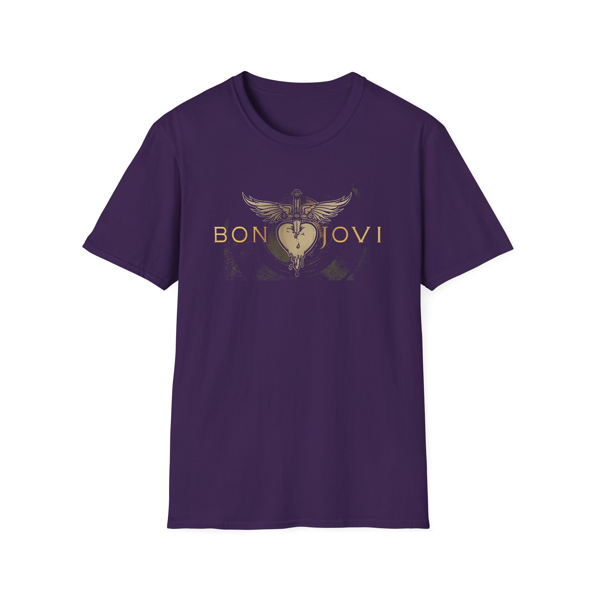 Bon Jovi Heart & Dagger Vinyl Unisex Softstyle T-Shirt