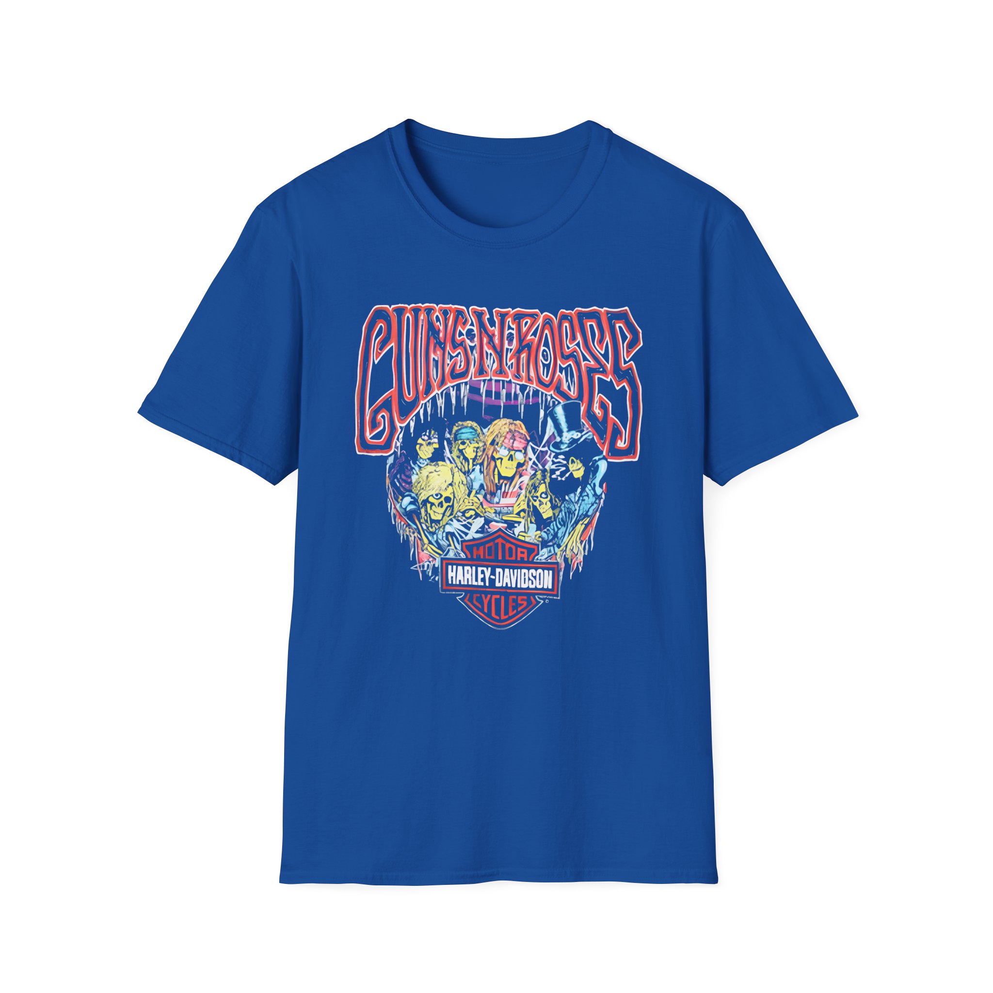 Guns N Roses Harley Davidson Skeleton Unisex Softstyle T-Shirt