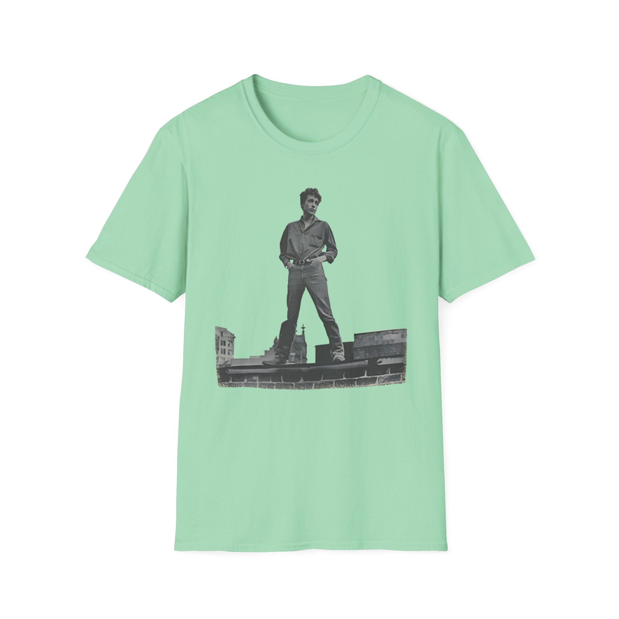 Bob Dylan Rooftop Photo Unisex Softstyle T-Shirt