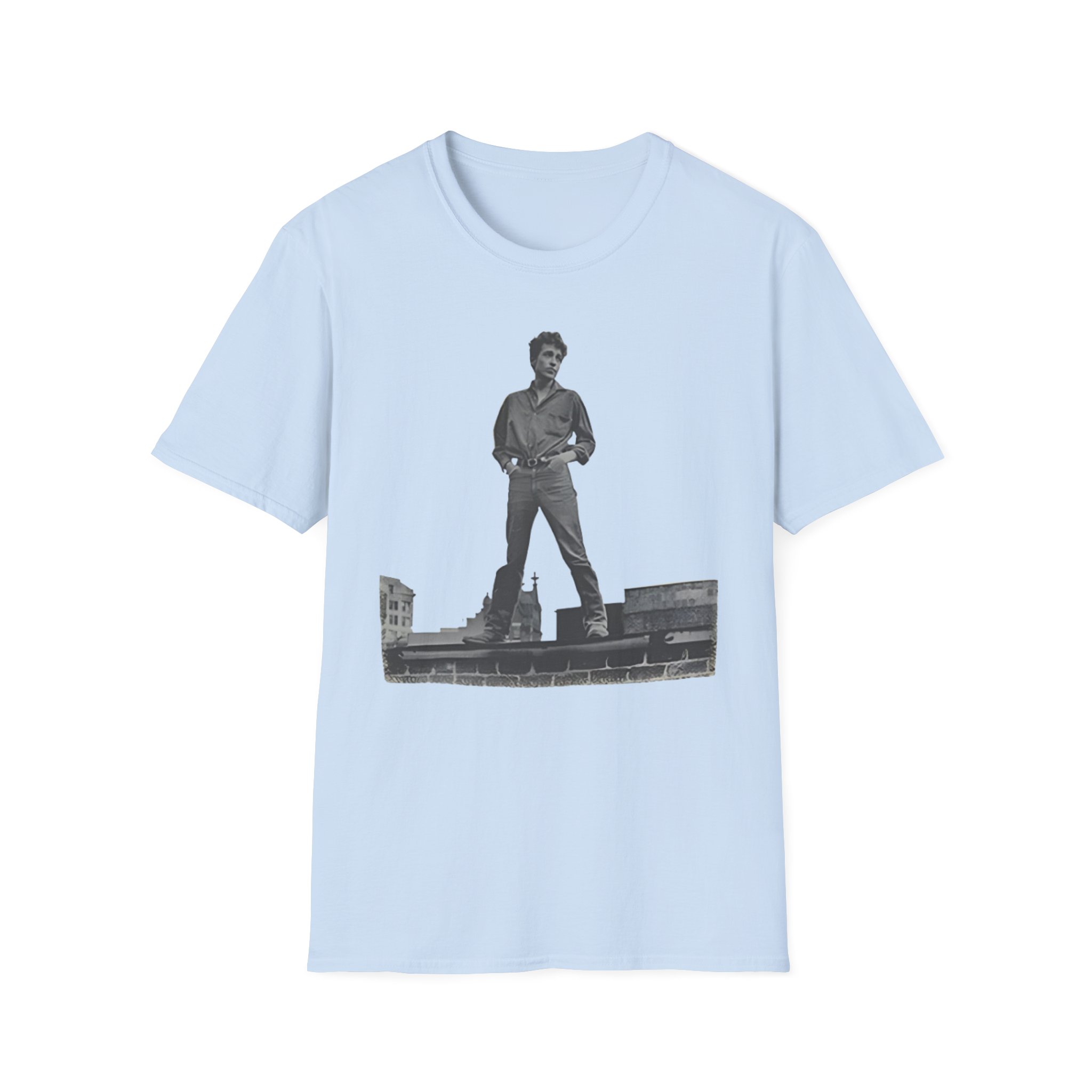 Bob Dylan Rooftop Photo Unisex Softstyle T-Shirt