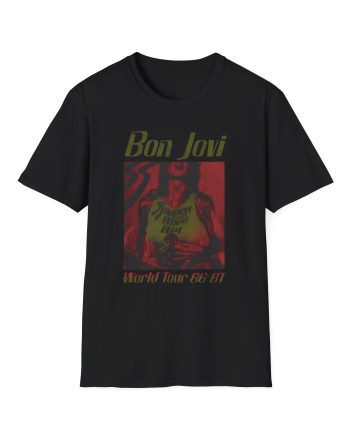 Bon Jovi Slippery When Wet Vintage World Tour Unisex Softstyle T-Shirt