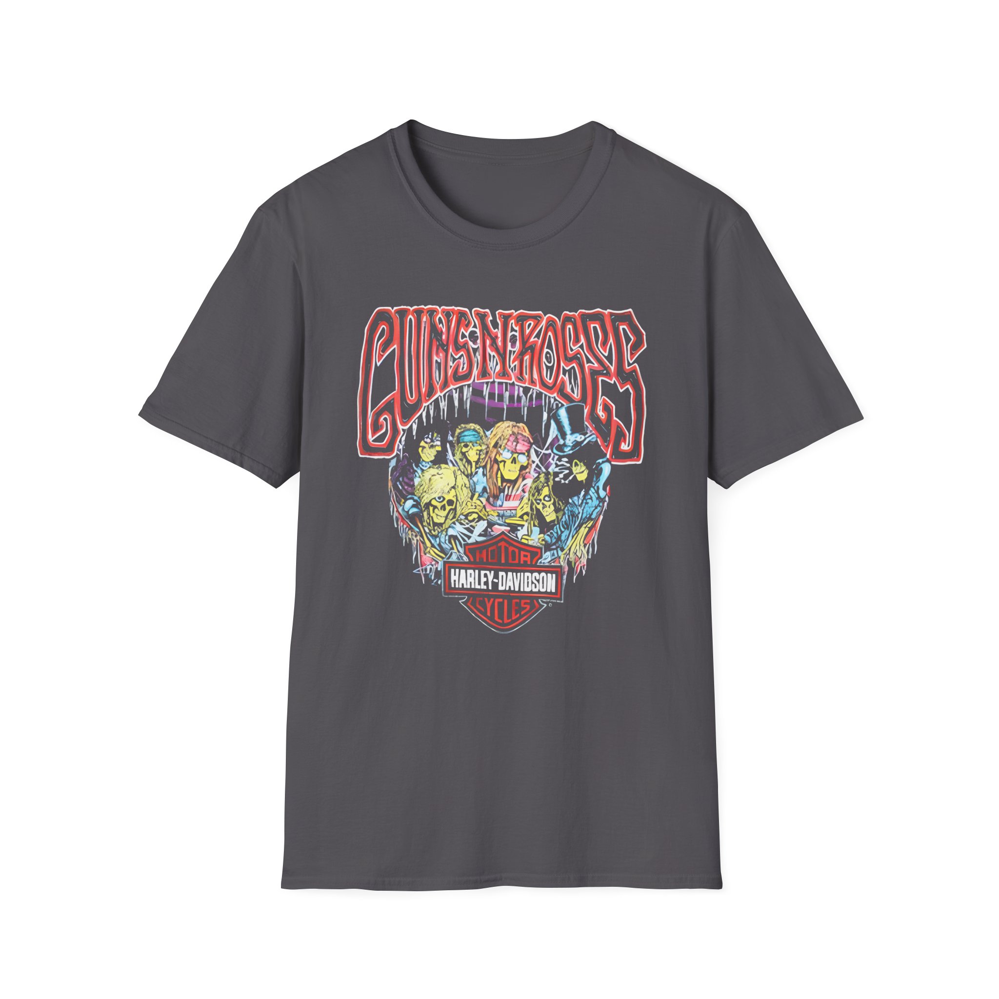 Guns N Roses Harley Davidson Skeleton Unisex Softstyle T-Shirt