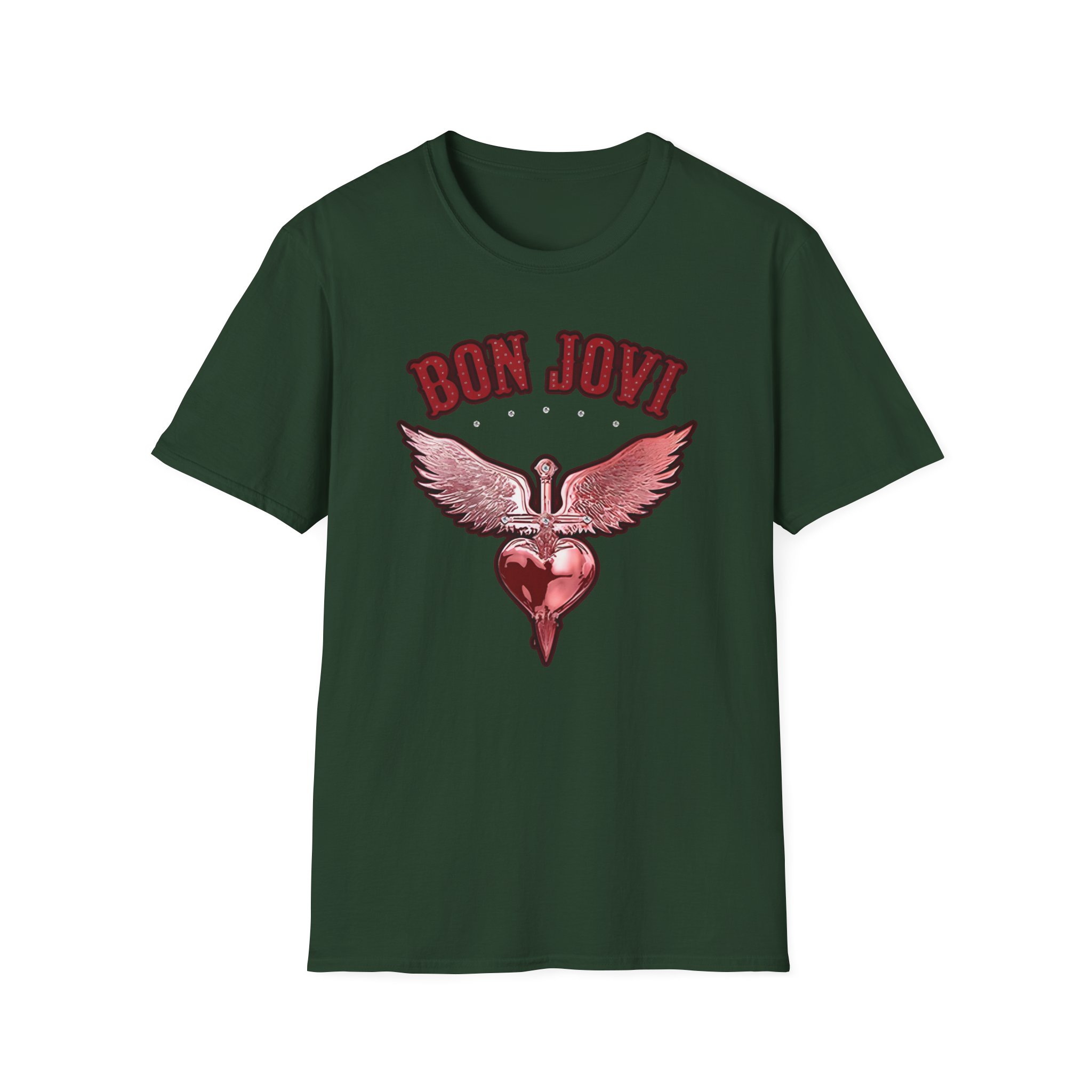 Bon Jovi Forever Red H&d Unisex Softstyle T-Shirt