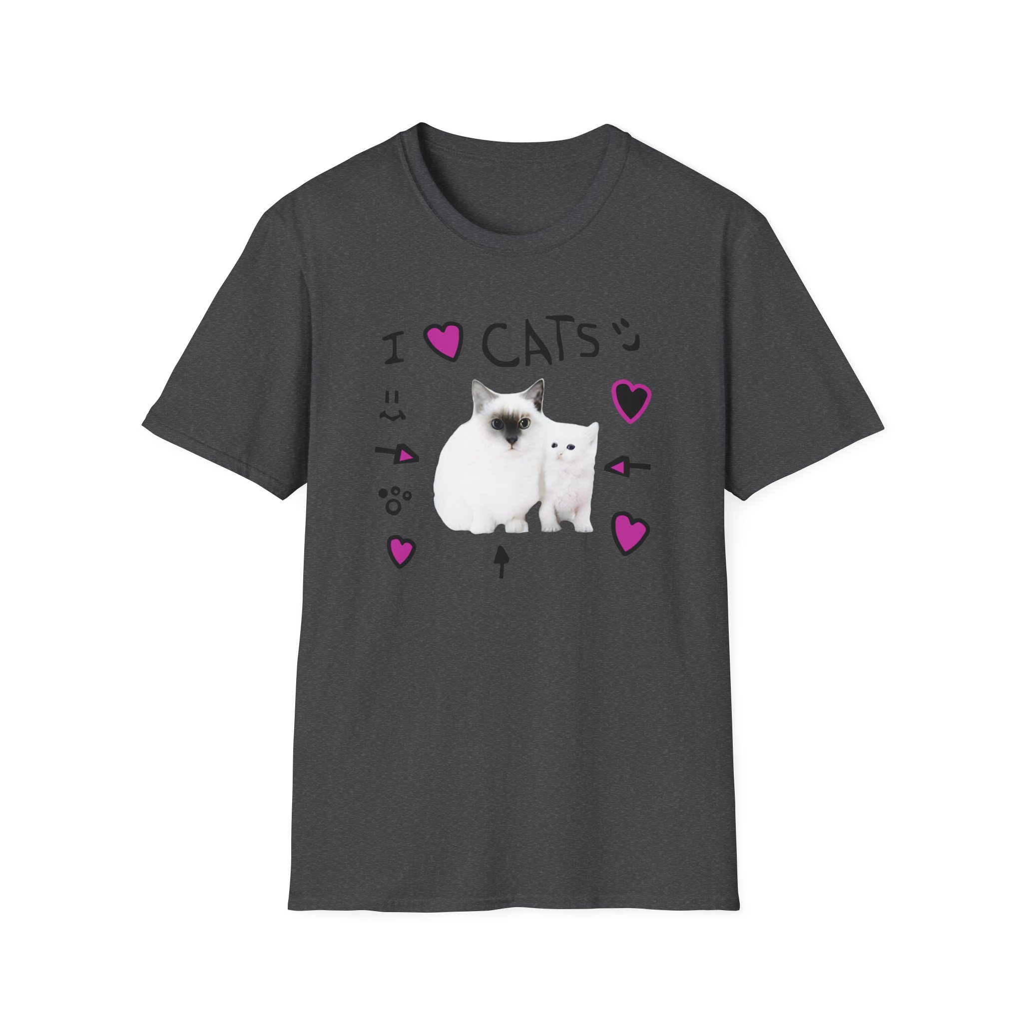 Denisdaily I Love Cats Unisex Softstyle T-Shirt