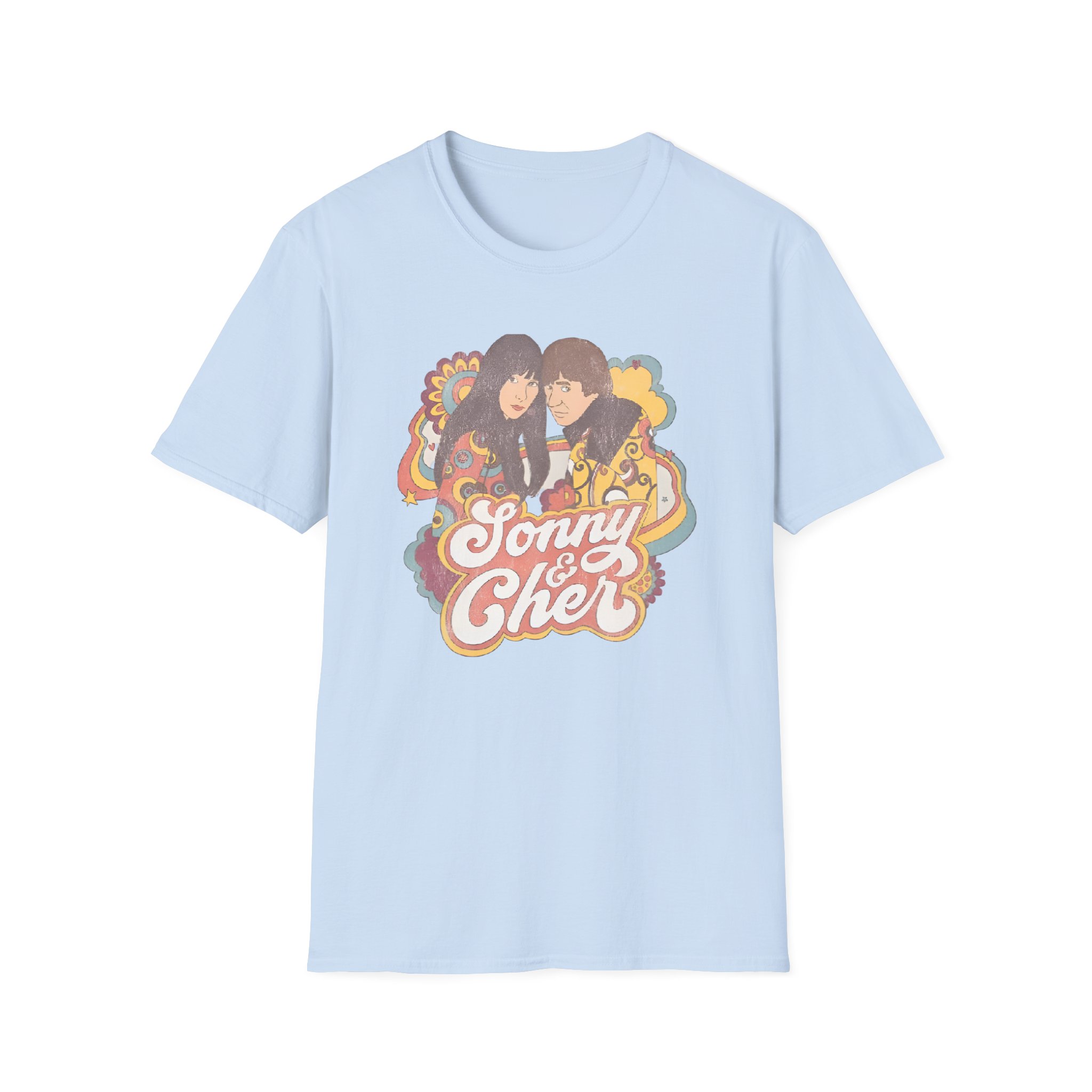 Sonny & Cher Groovy Couple Juniors Unisex Softstyle T-Shirt