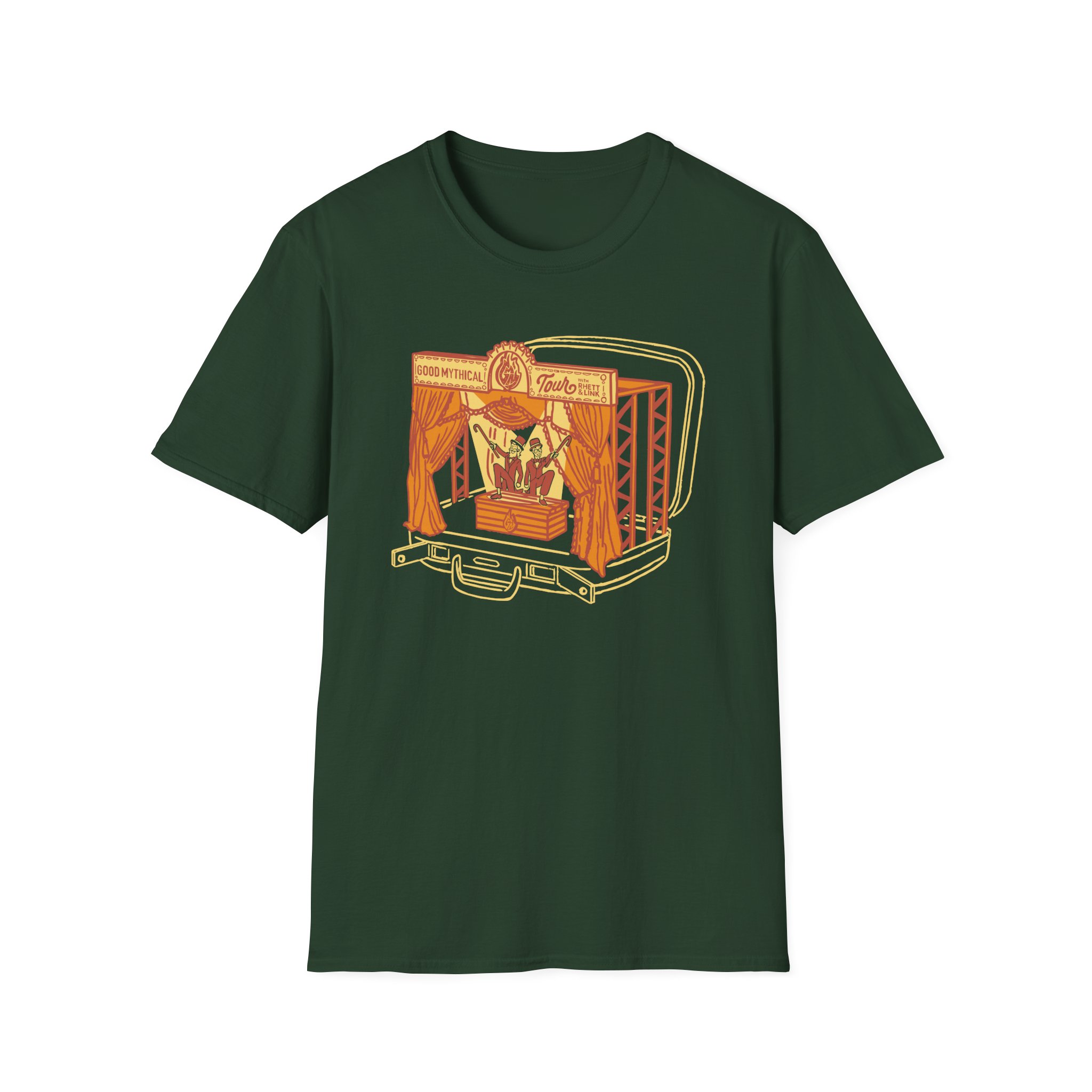 Good Mythical Morning Tour Stage in a Suitcase unisex softstyle t-shirt