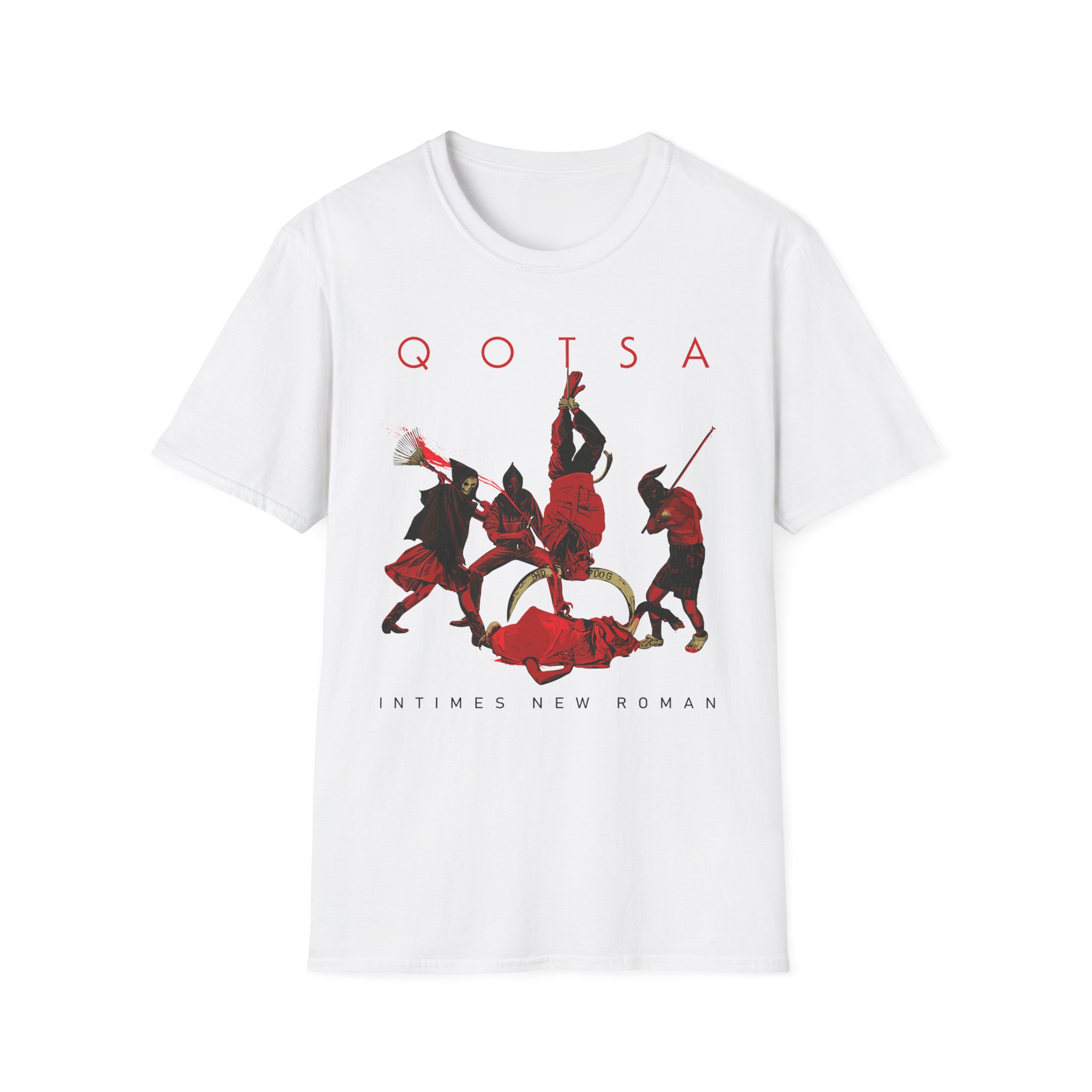 Queens of the Stone Age in Times New Roman Sand Unisex Softstyle T-Shirt
